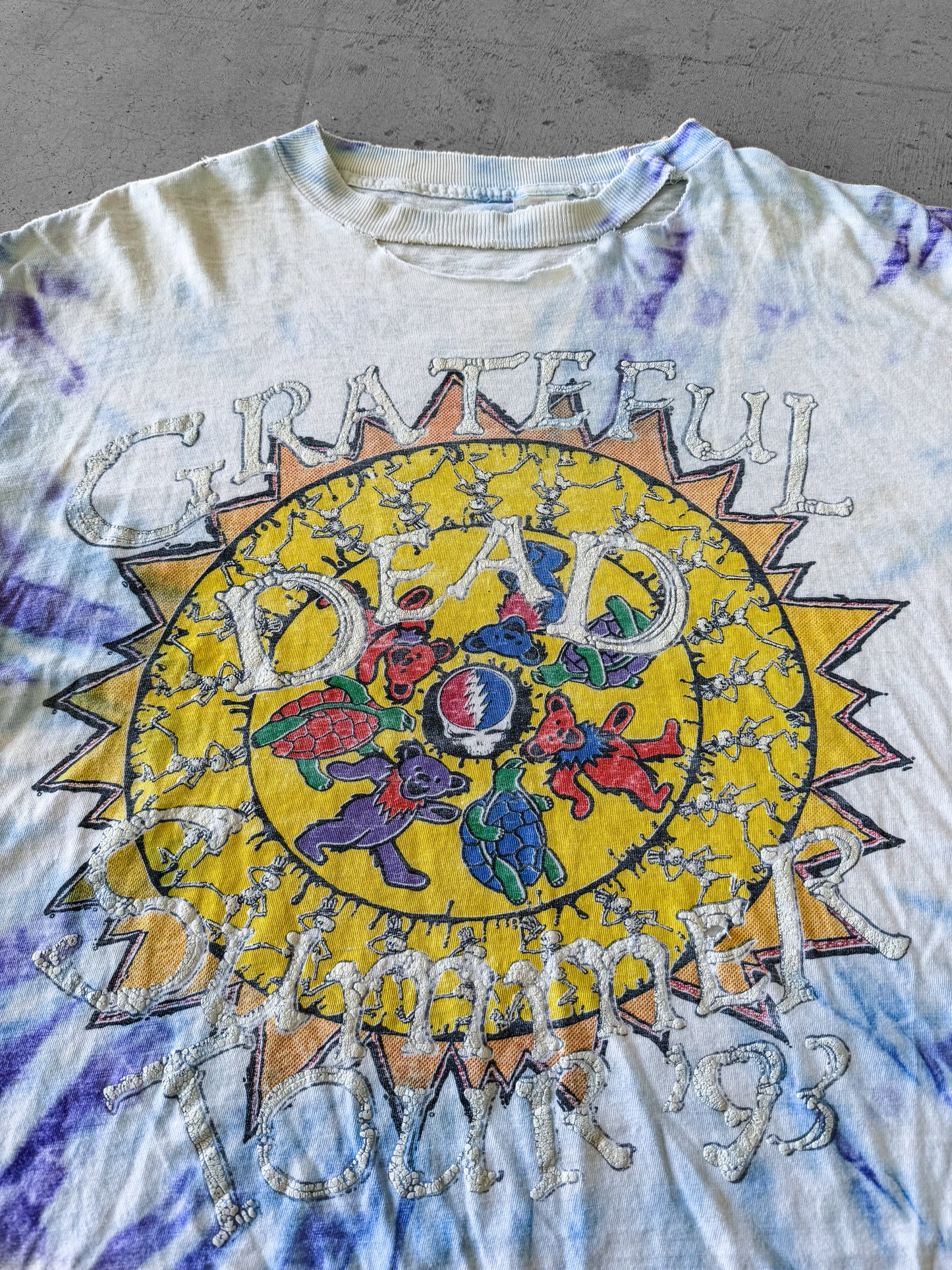 Vintage 1993 Grateful Dead Summer Tour Thrashed Boxy Tee ( XL )