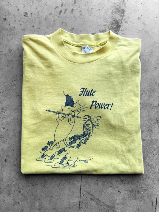 Vintage 70s Flute Power Cat Tee ( Small )