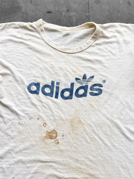 Vintage 70s Adidas Distressed Worn Tee ( Medium )