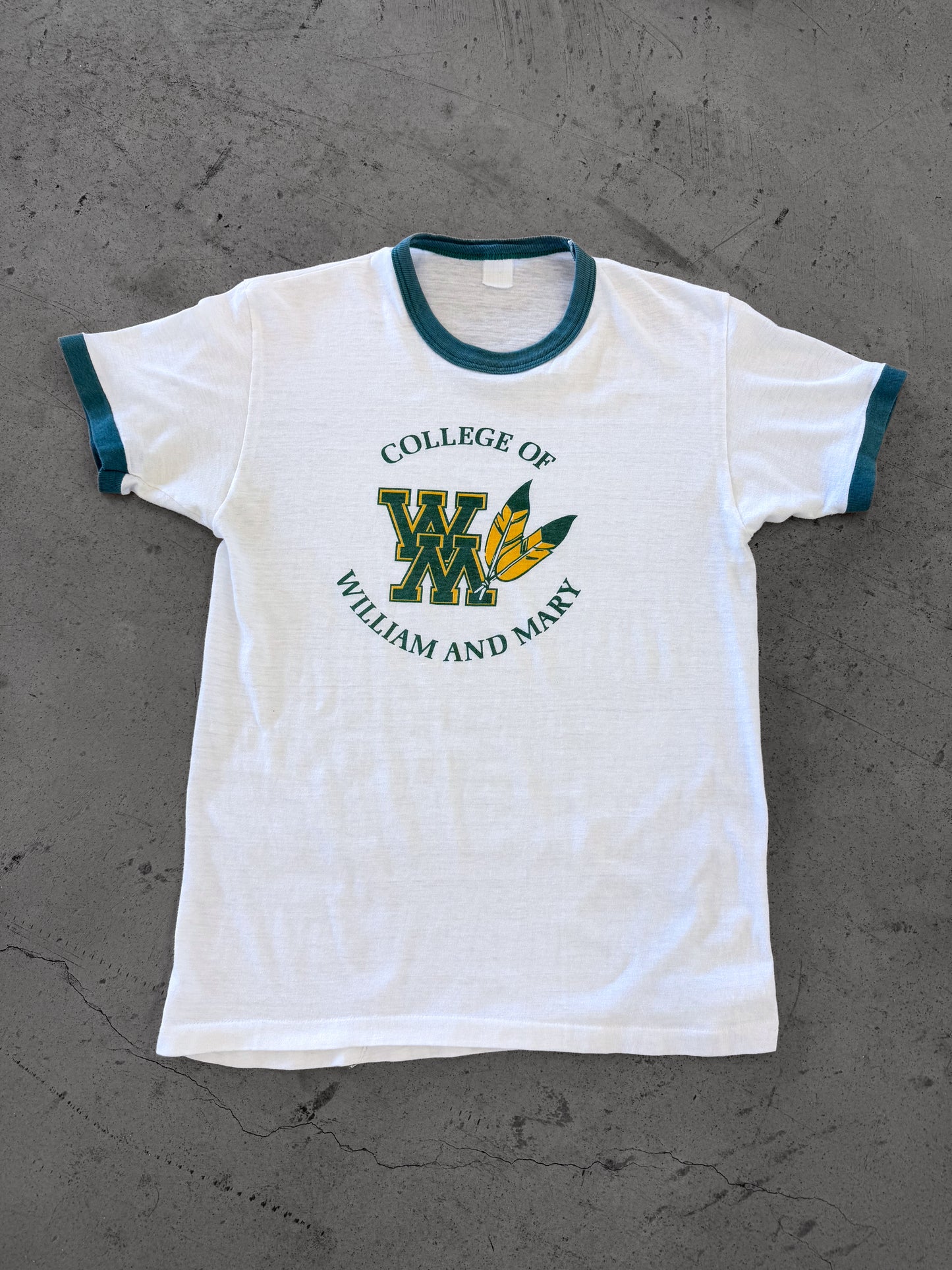 Vintage 70s College Of William & Mary Ringer Tee ( Medium )