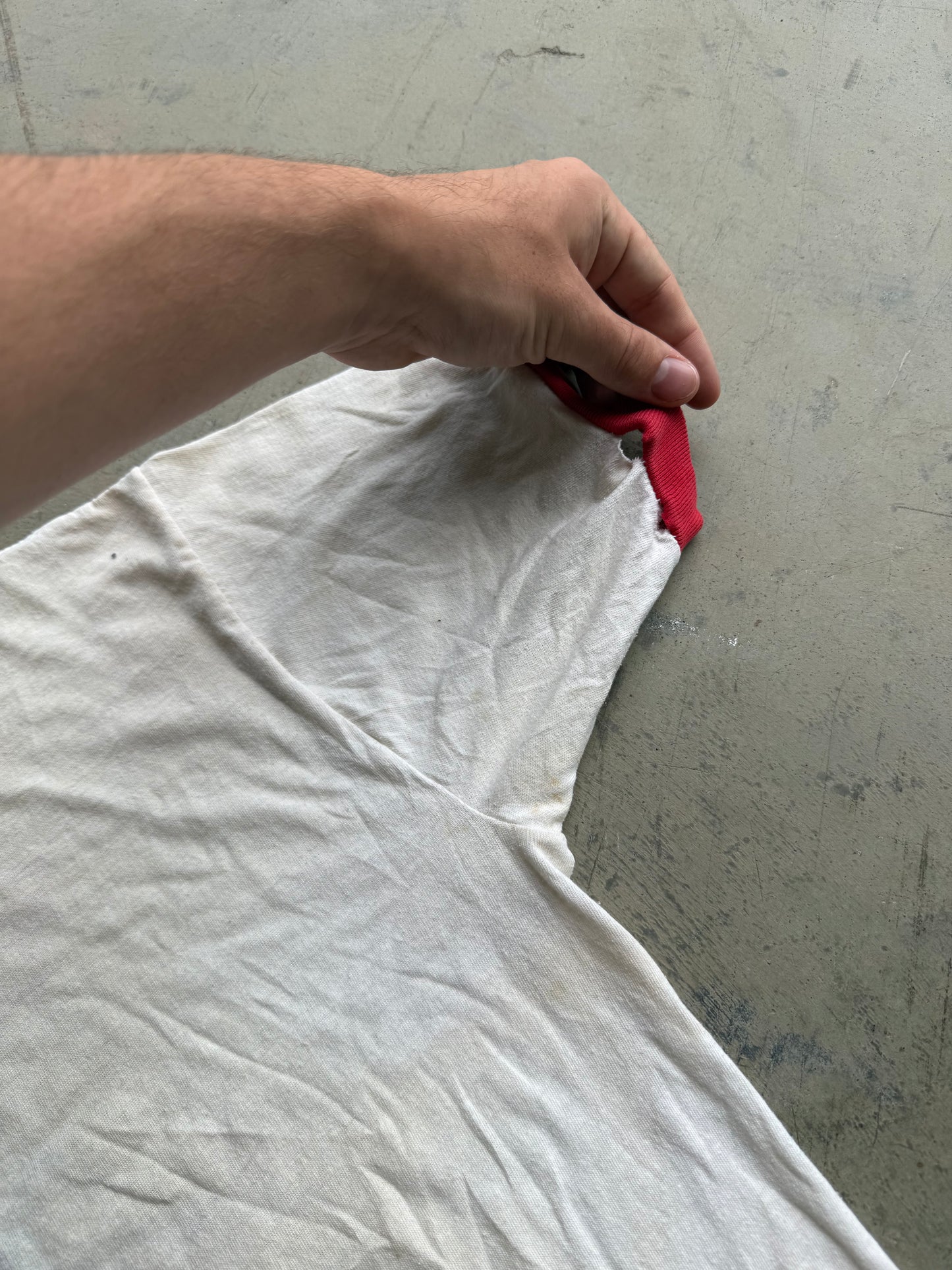 Vintage 70s Charlotte Catholic Wrestling Mascot Ringer Tee ( Medium )