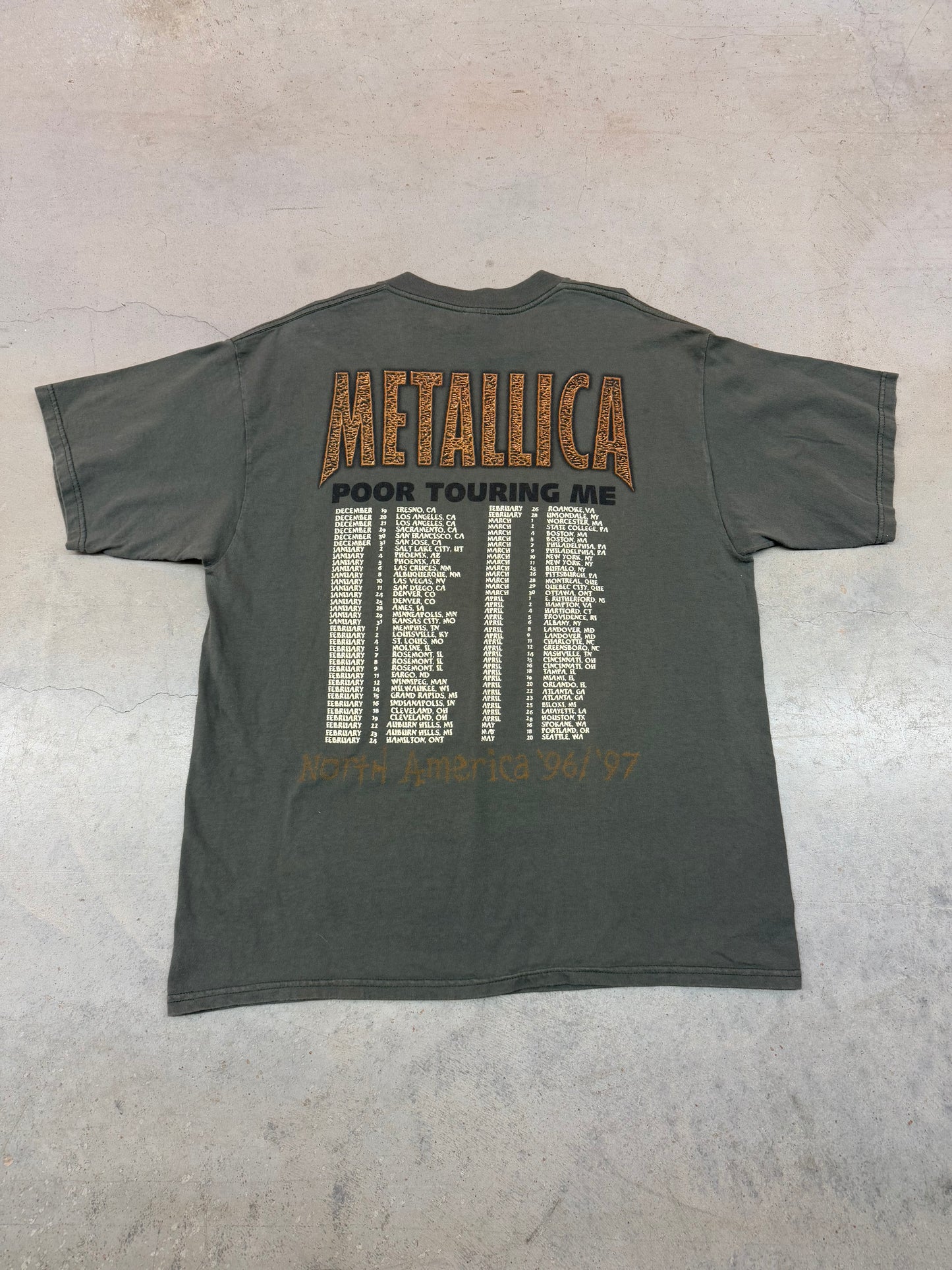Vintage 1996’/1997’ Metallica “Poor Touring Me” Green Tee ( XL )