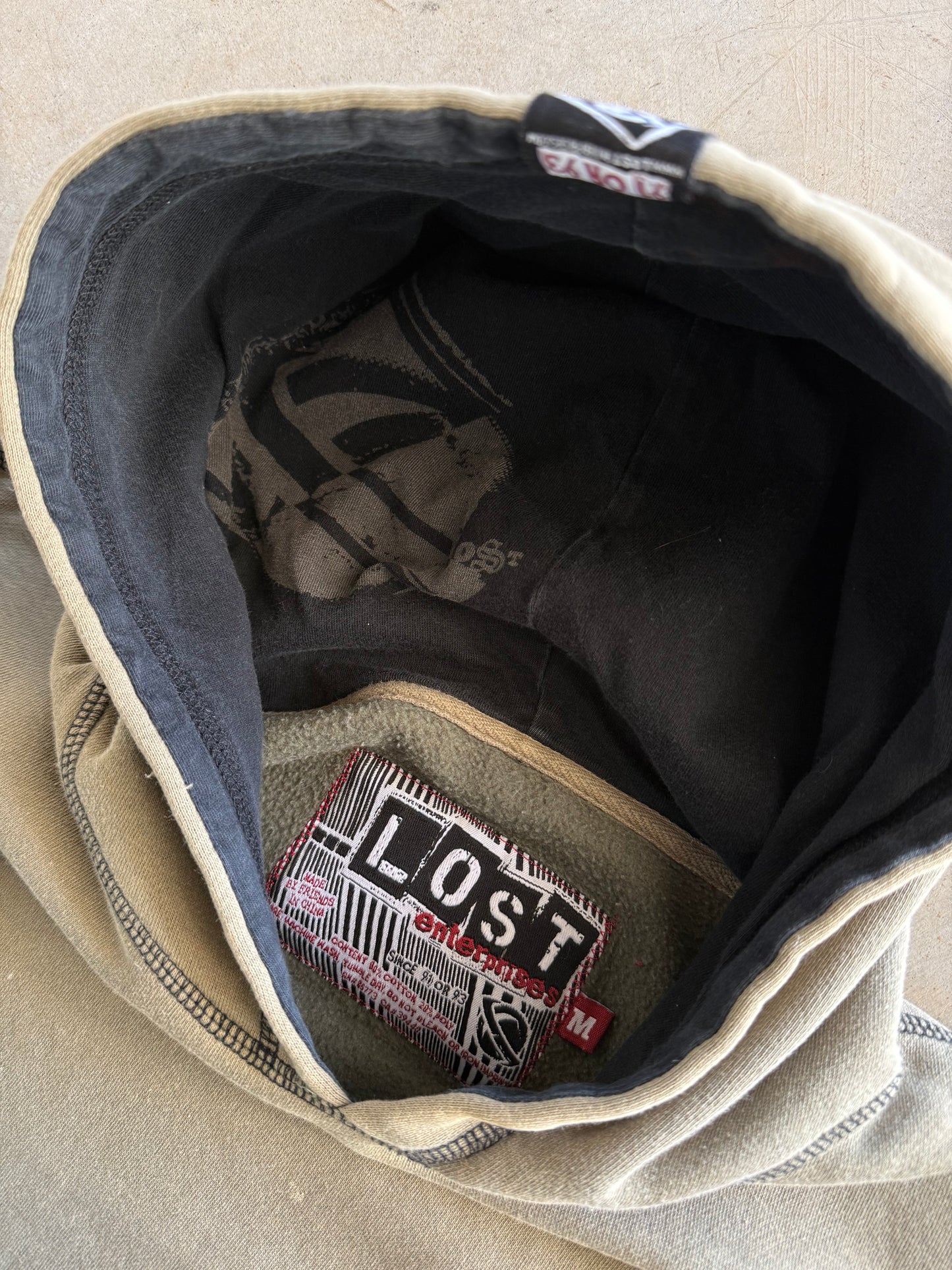 Vintage Y2K Lost Surfboards Speedshop Beige Green Hoodie ( Medium )