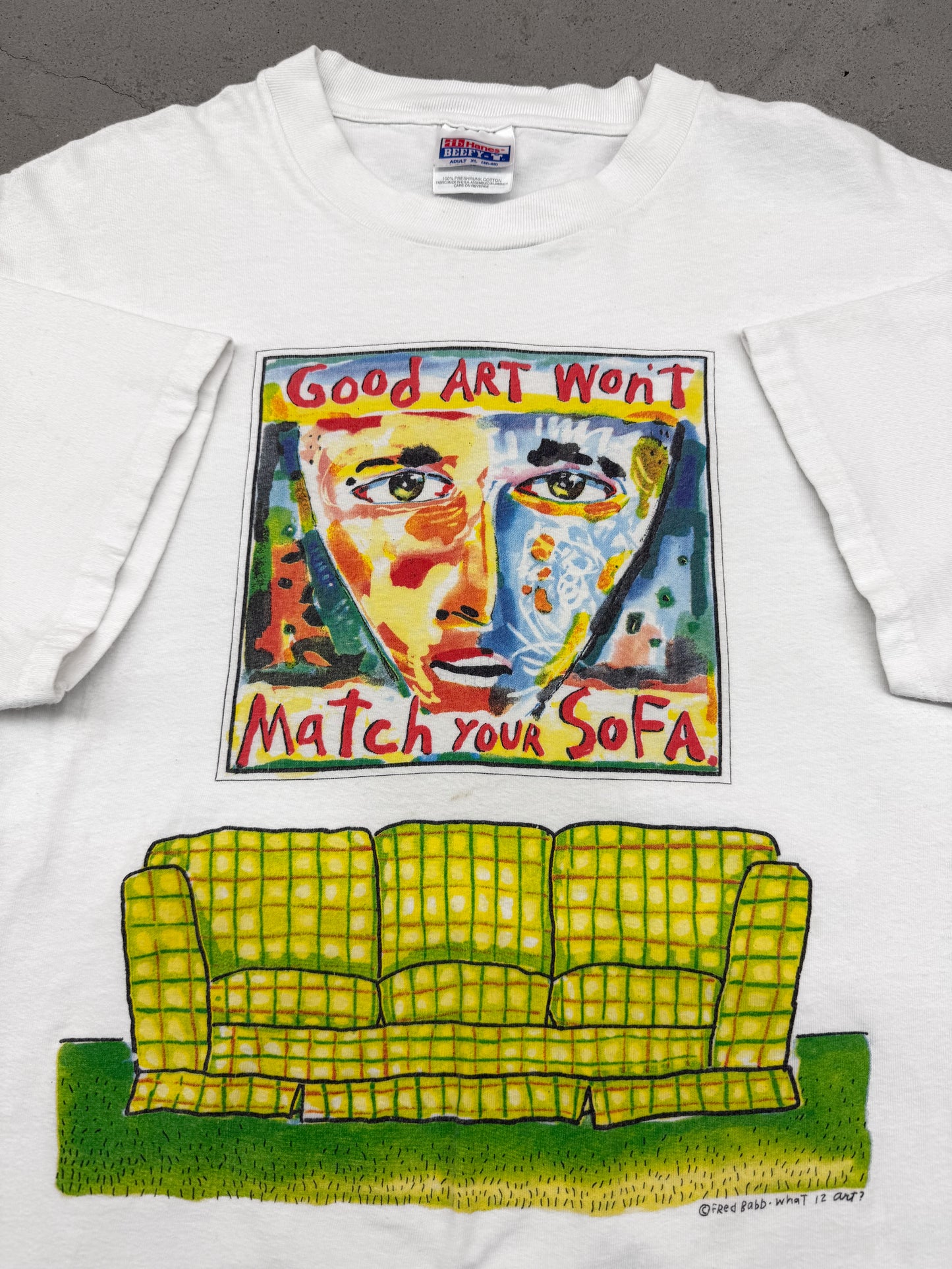 Vintage 90s Good Art Won’t Match Your Sofa Fred Babb Art Tee (XL)
