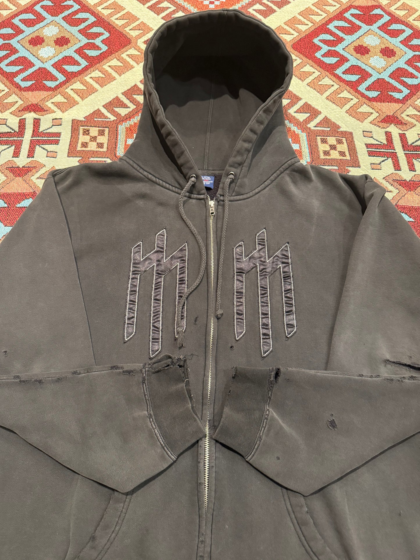 Vintage Early Y 2 K Marilyn Manson Faded Black Hoodie ( Large )