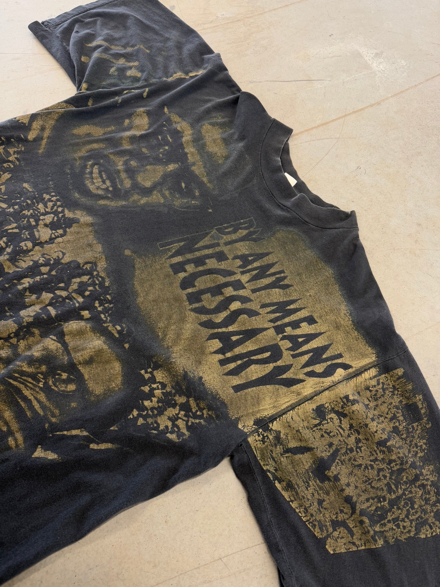 Vintage 90s Malcom X By Any Means Necessary AOP Tee ( XL )