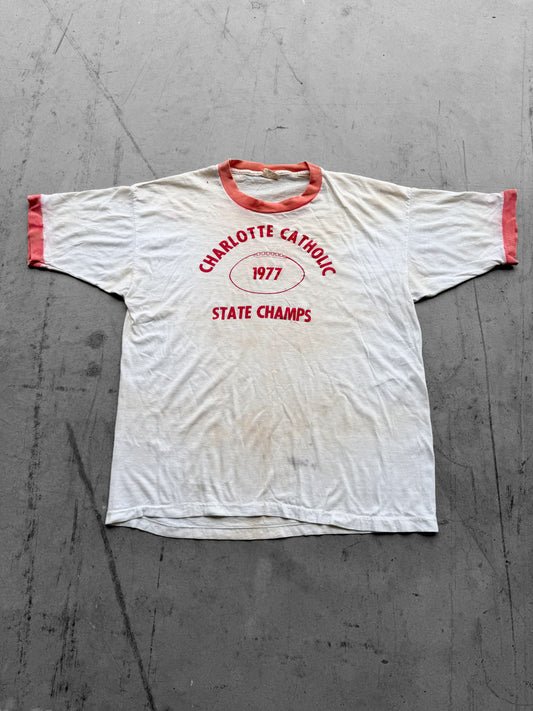 Vintage 1977 Charlotte Catholic State Champs Tee ( Medium )
