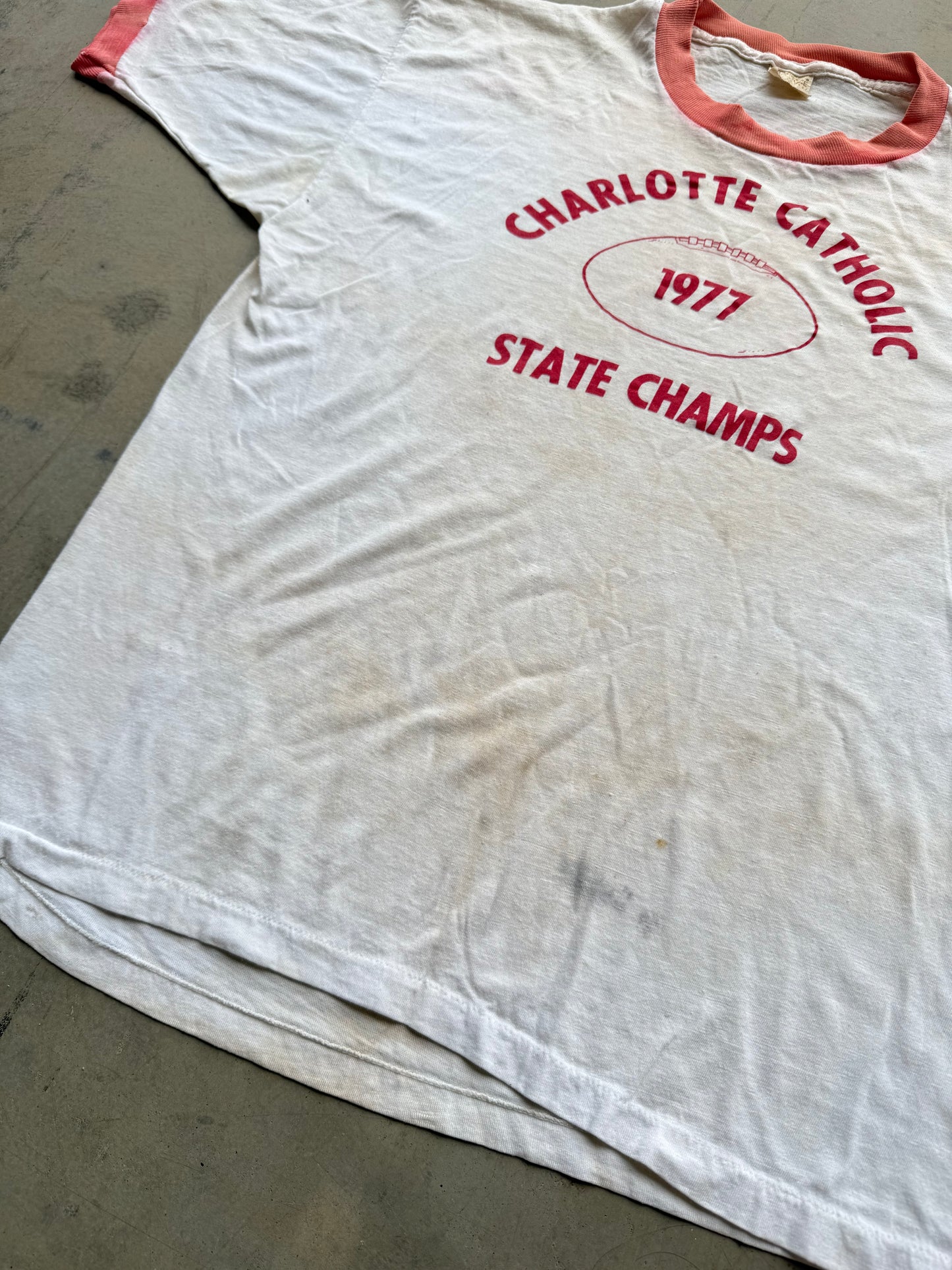 Vintage 1977 Charlotte Catholic State Champs Tee ( Medium )