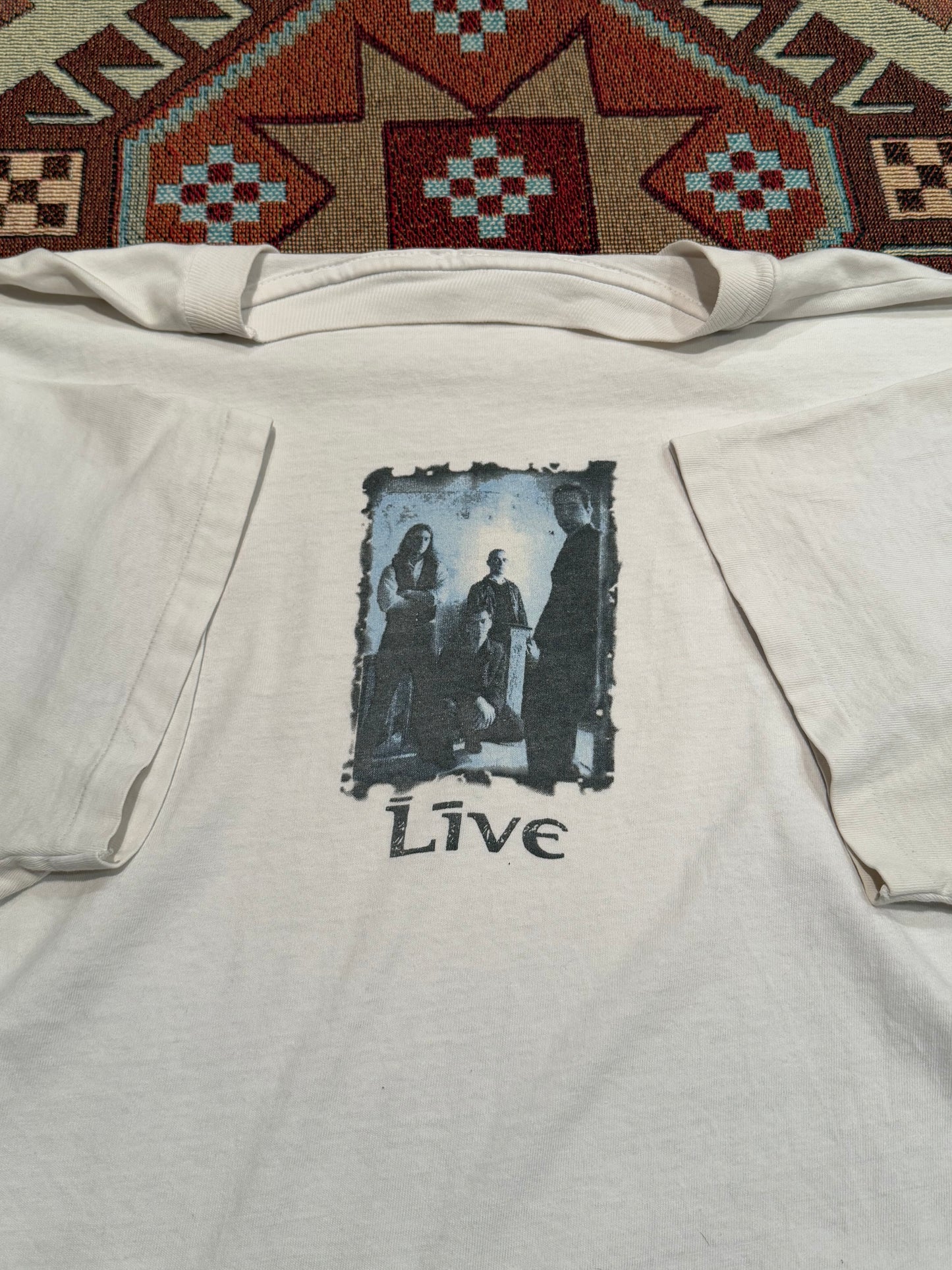 Vintage 1995 Live Band White Brockum Band Rock Rare Tee ( XL )