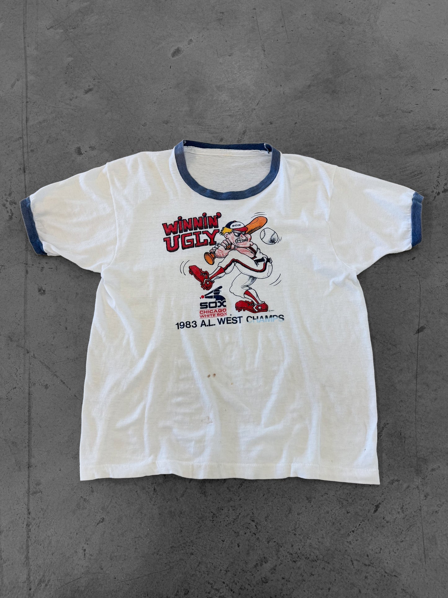 Vintage 1983 Chicago White Sox Winnin Ugly Ringer Tee ( Medium )