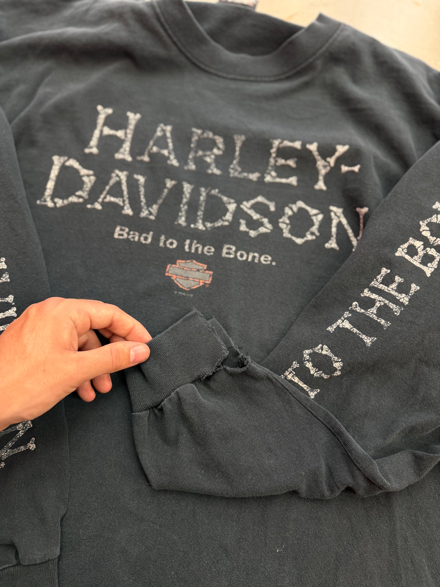 Vintage 1996 Harley Davidson “Bad To The Bone” Long Sleeve Tee ( XL )