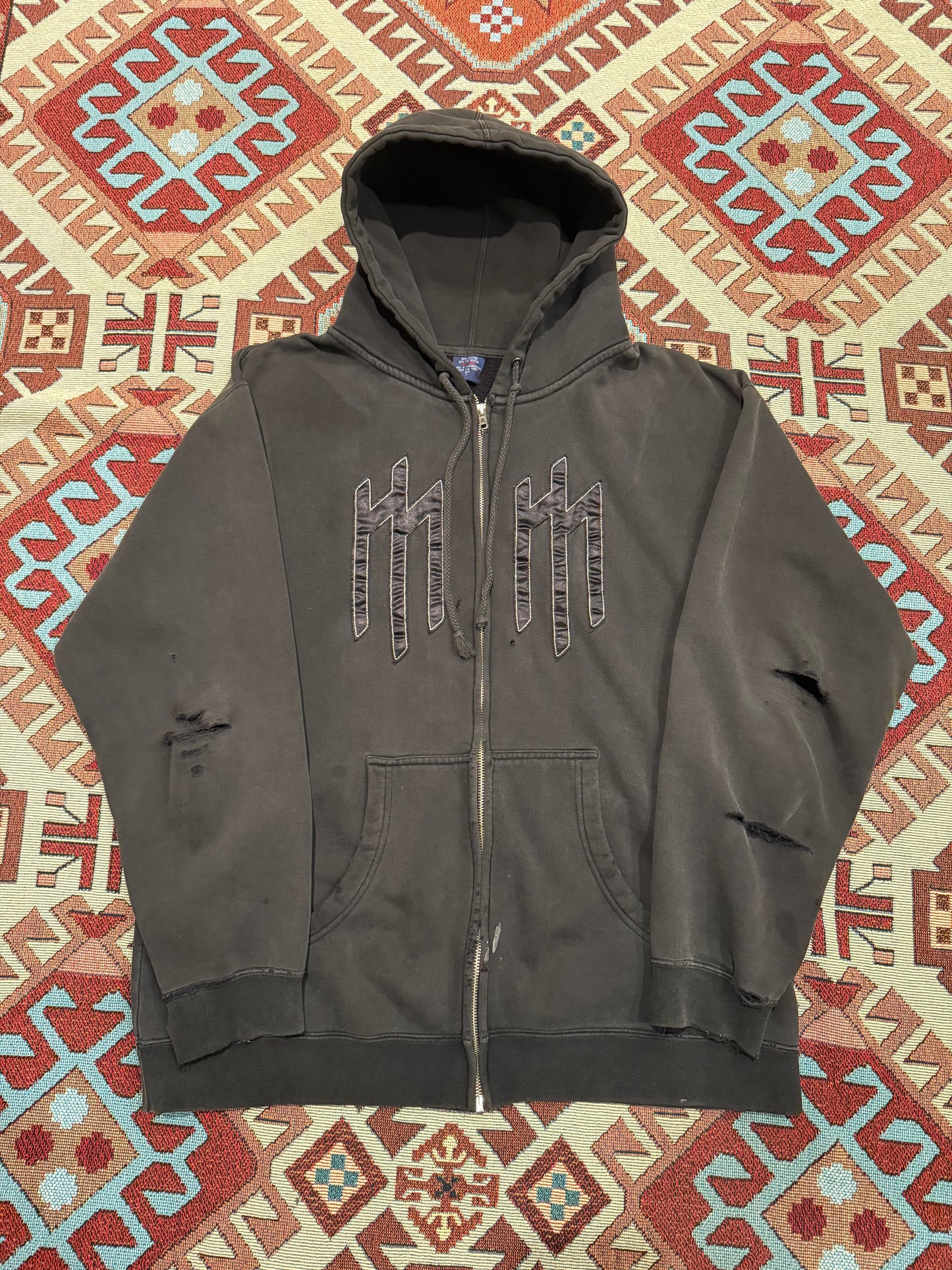 Vintage Early Y 2 K Marilyn Manson Faded Black Hoodie ( Large )