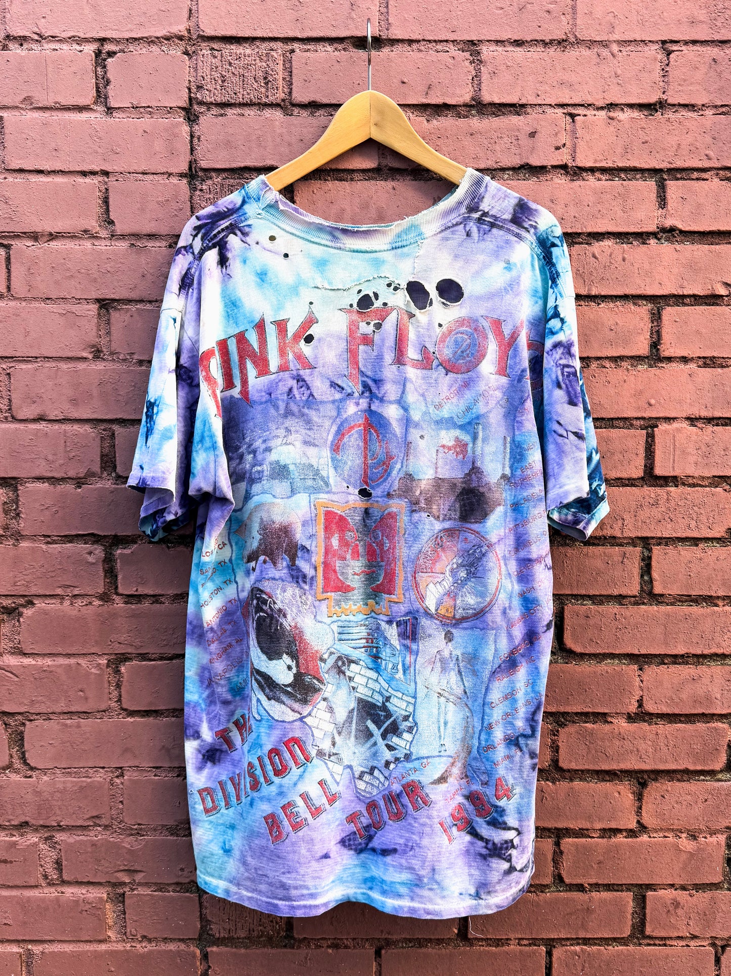 Vintage 1994 Pink Floyd Divsion Bell Tie Dye Tee ( XL )