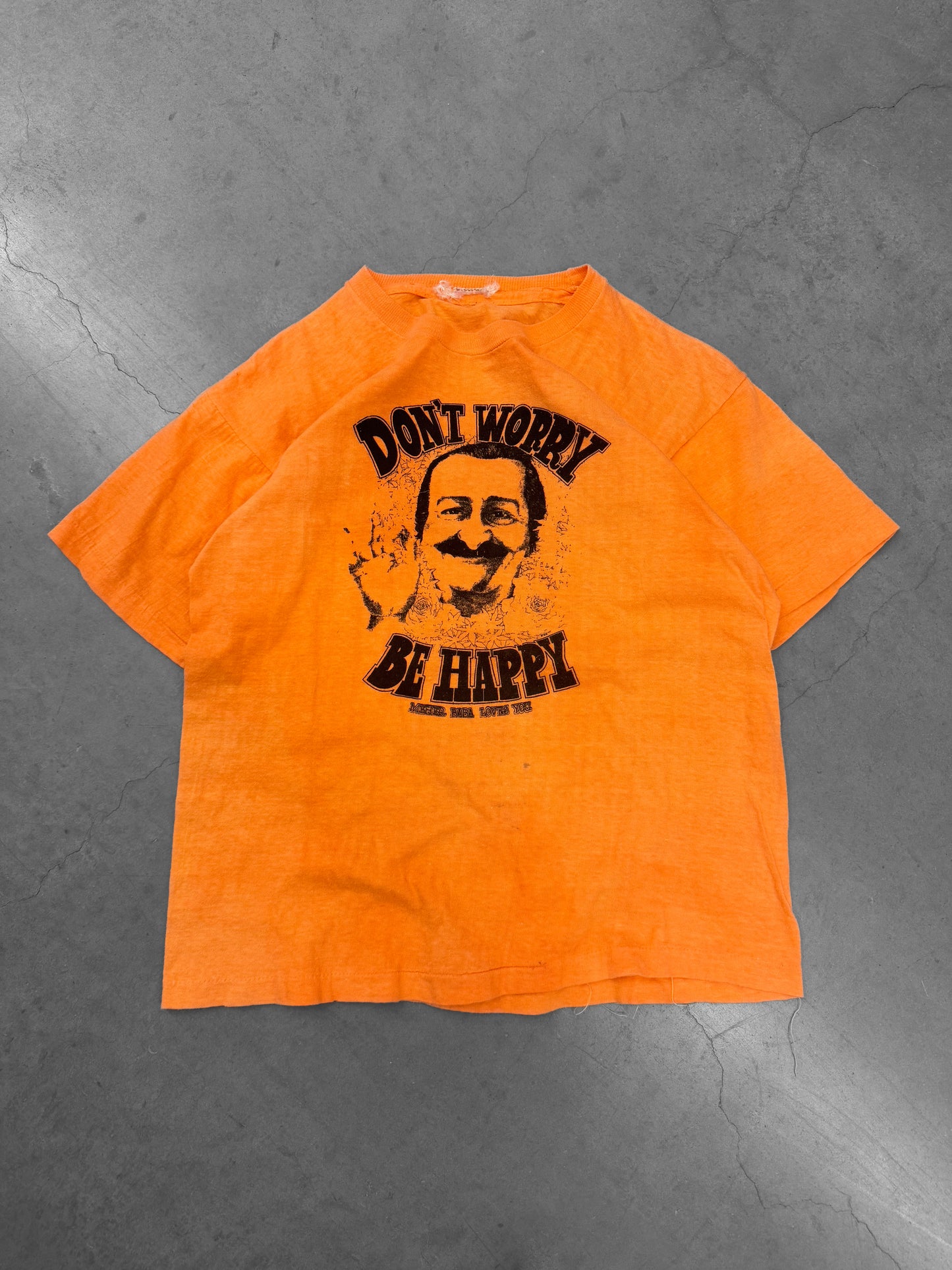 Vintage 80s Don’t Worry Be Happy Meher Baba Tee ( Medium )