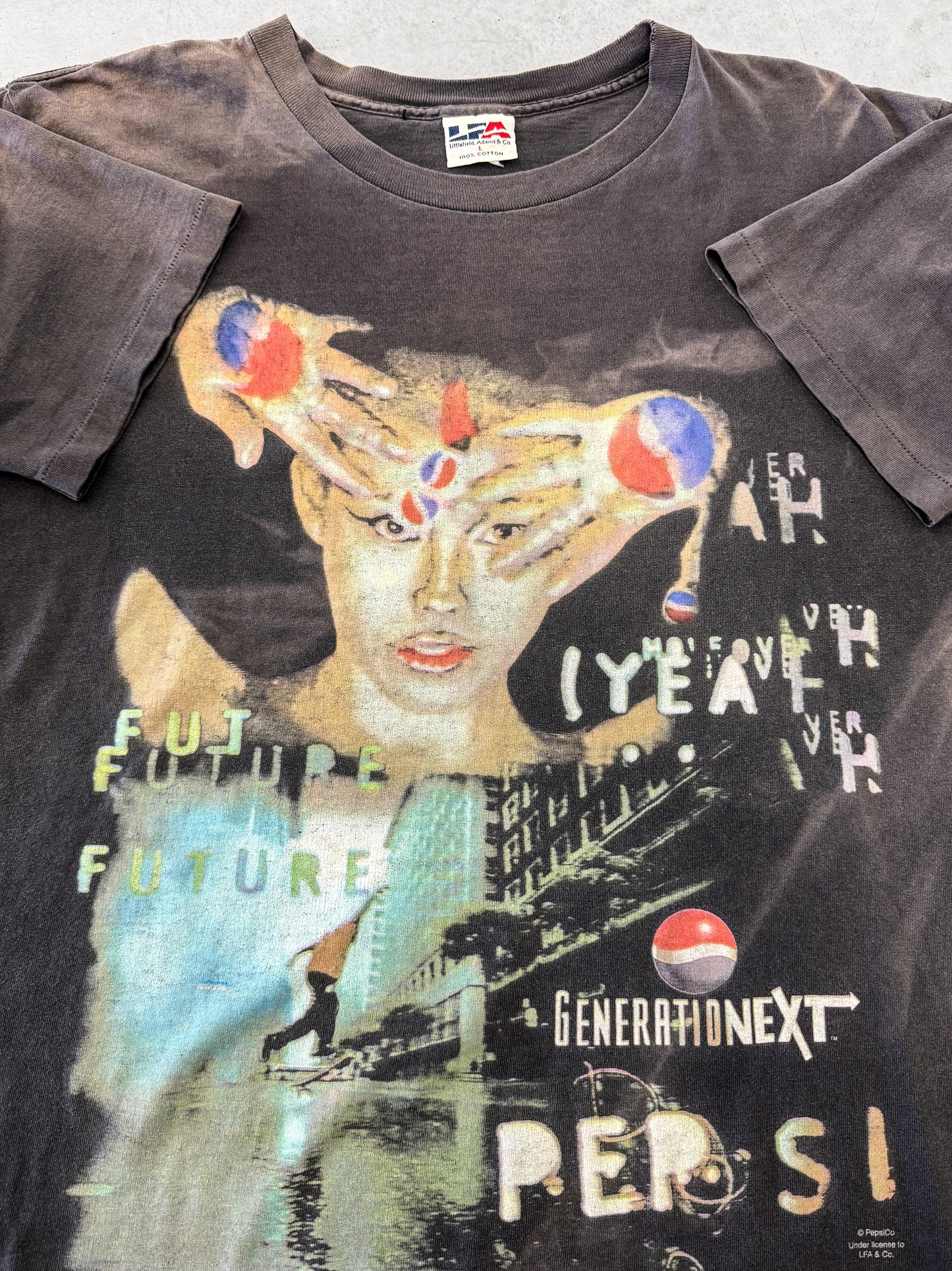 Vintage 90s Generation Next Pepsi Faded Tee ( Large )