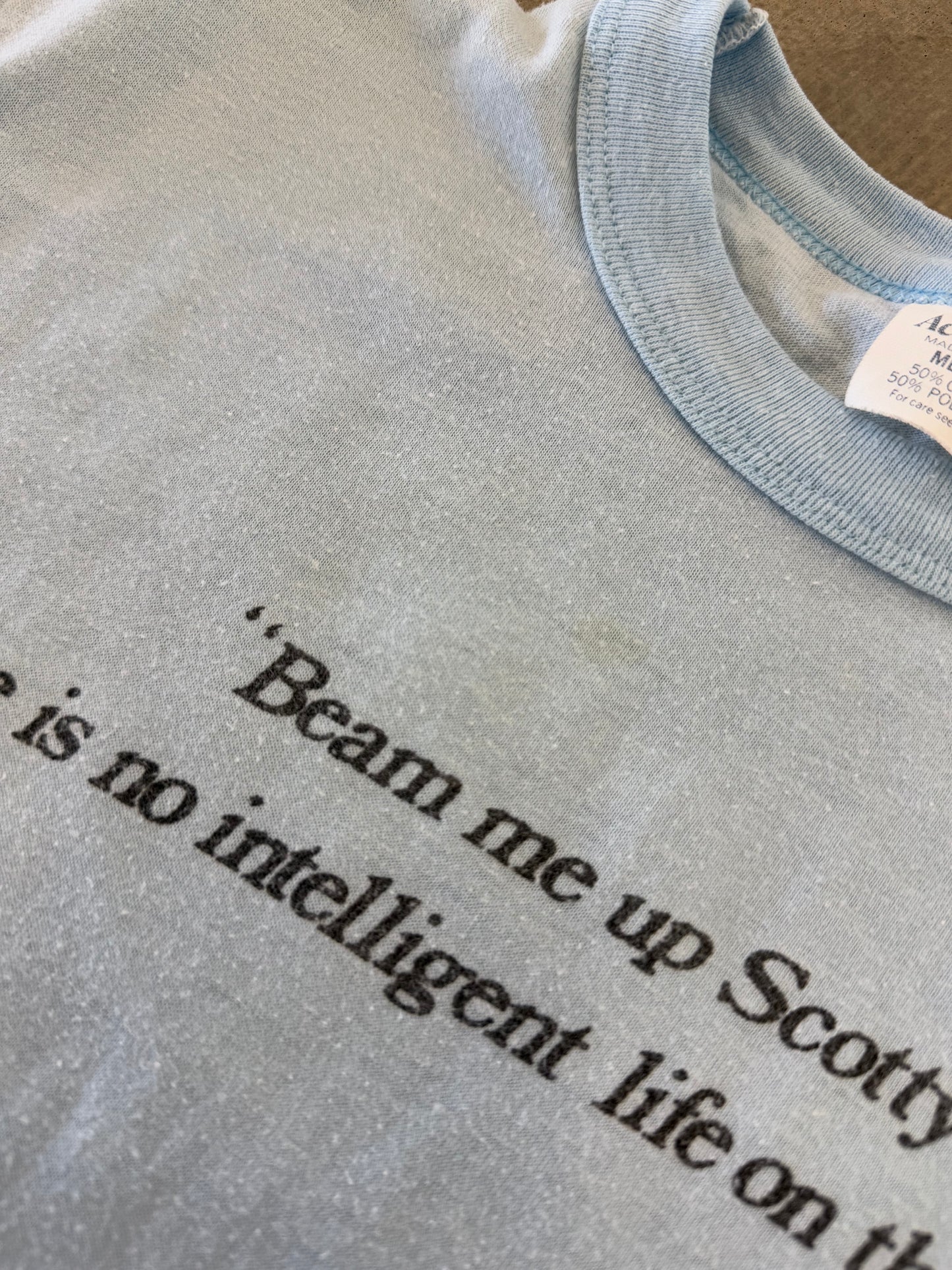 Vintage 80s Beam Me Up Scotty Star Trek Parody Tee ( Small )