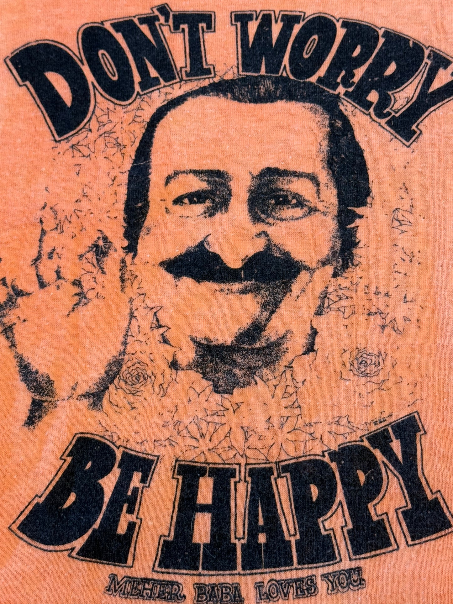Vintage 80s Don’t Worry Be Happy Meher Baba Tee ( Medium )