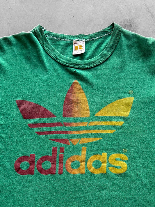 Vintage 70s Green Adidas Russell Tag Tee ( Large )