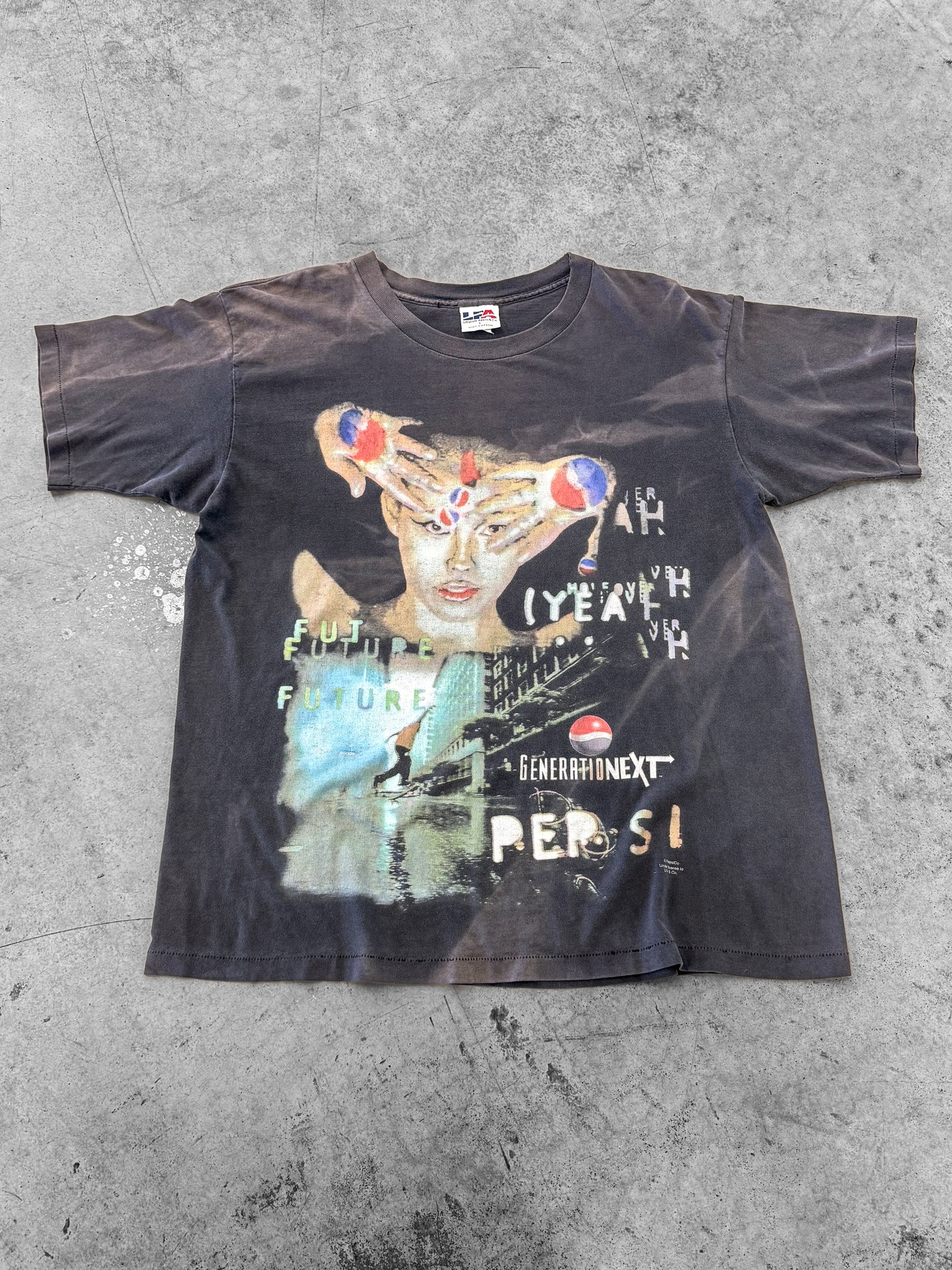 Vintage 90s Generation Next Pepsi Faded Tee ( Large )
