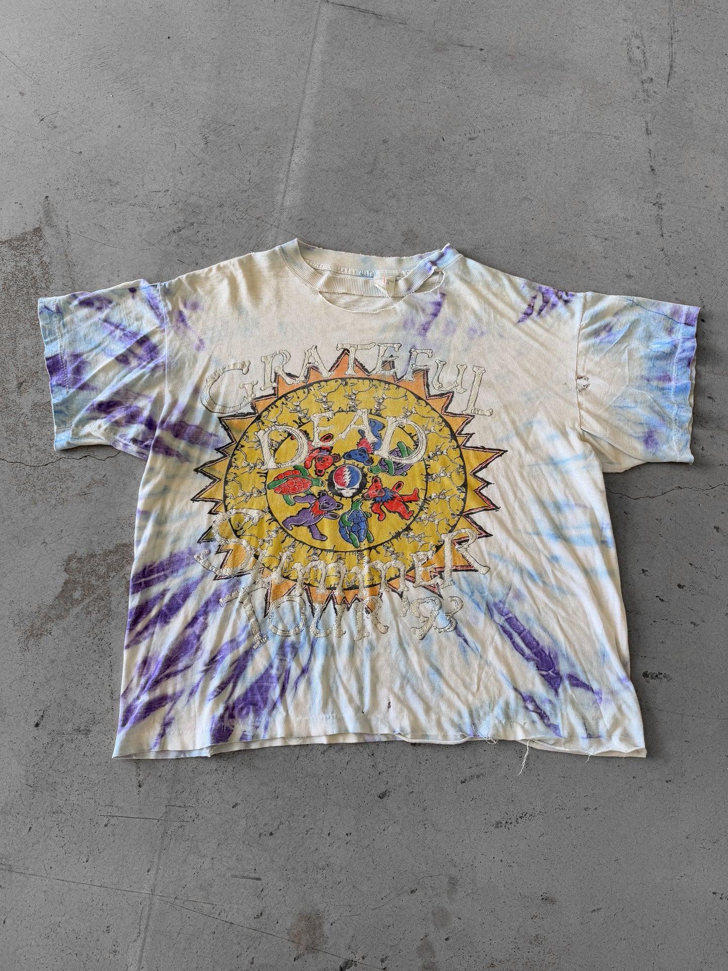 Vintage 1993 Grateful Dead Summer Tour Thrashed Boxy Tee ( XL )