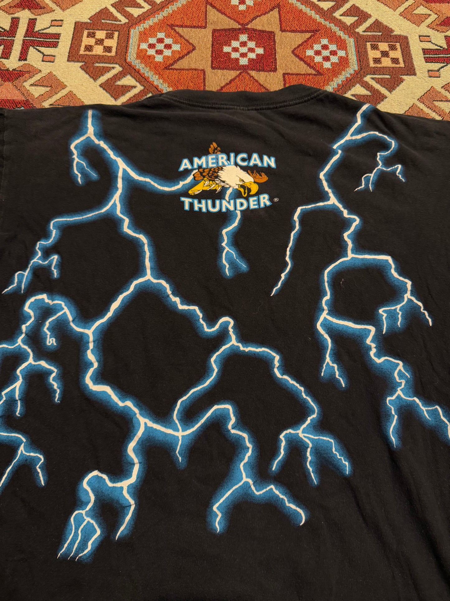 Vintage 90s American Thunder Indian Wolf AOP Tee ( XL )
