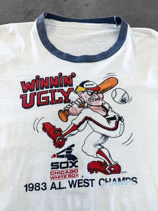 Vintage 1983 Chicago White Sox Winnin Ugly Ringer Tee ( Medium )