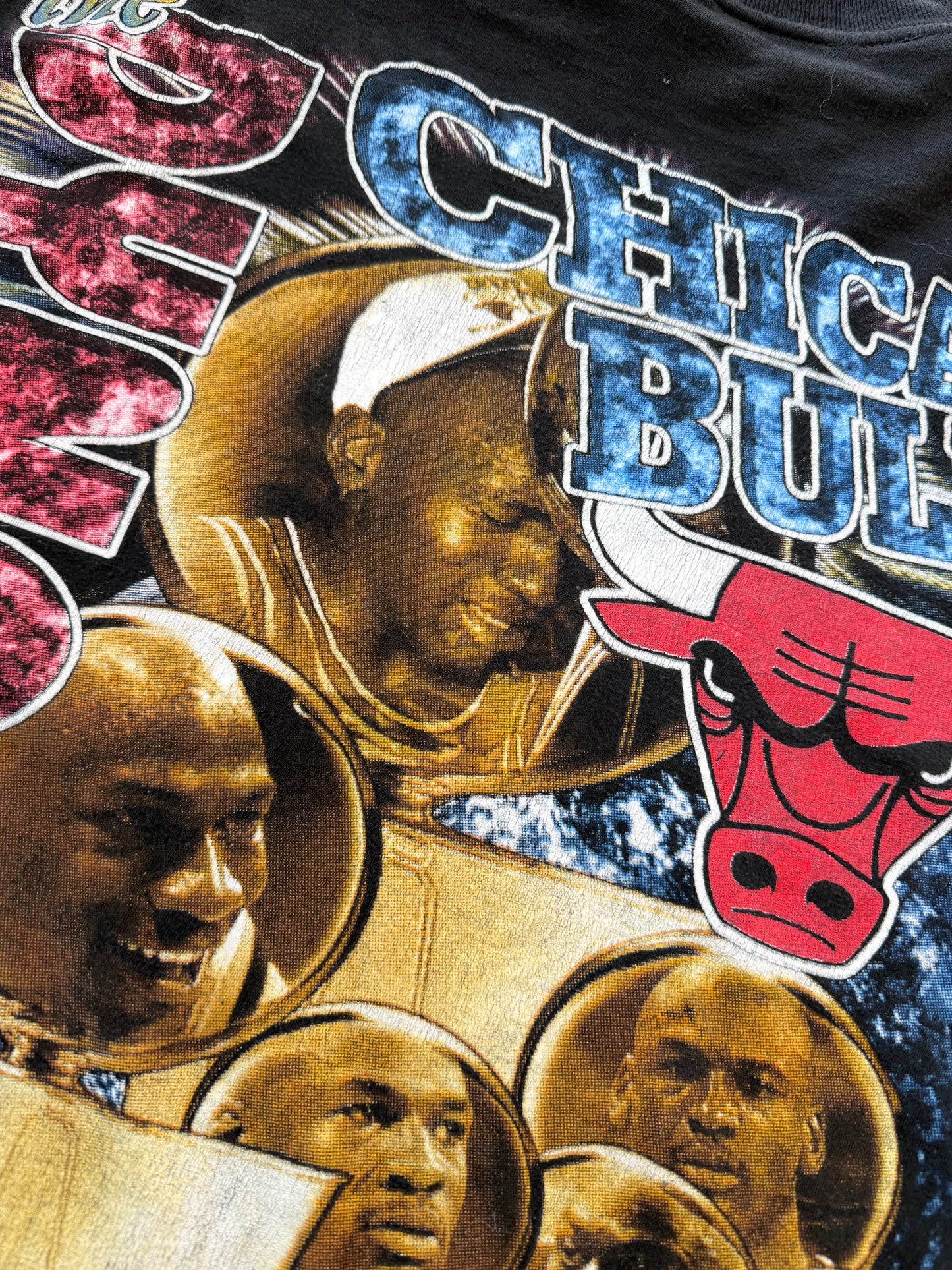 Vintage 90’s Chicago Bulls Double 3 Peat Bootleg Rap Tee ( XL )