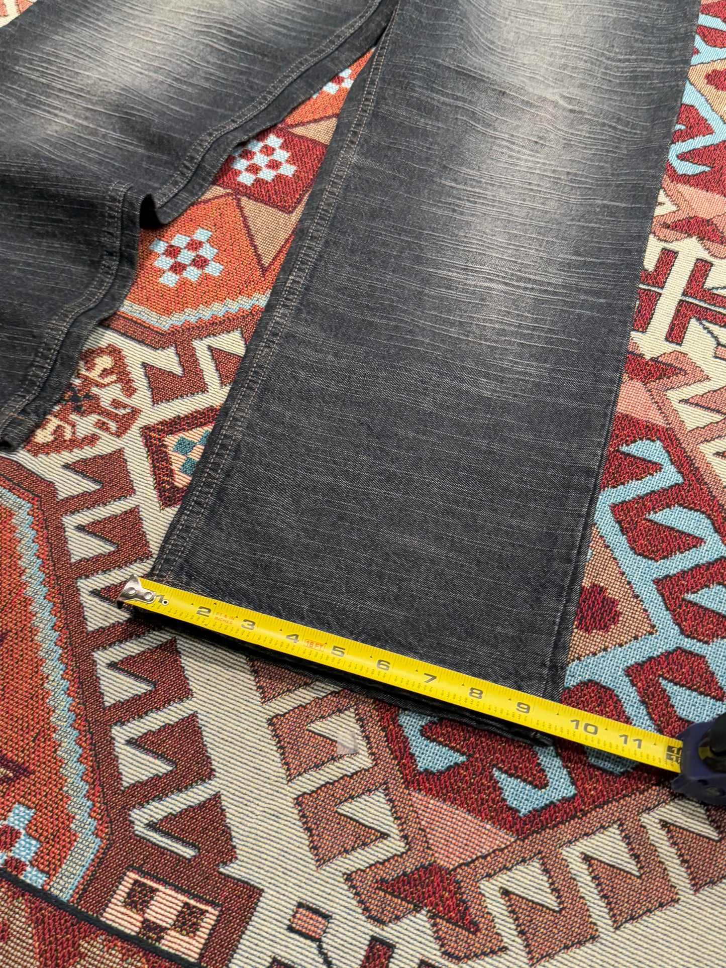 Vintage Y2K Paco Jeans Black Faded Embroidered Baggy Jeans (30x30)