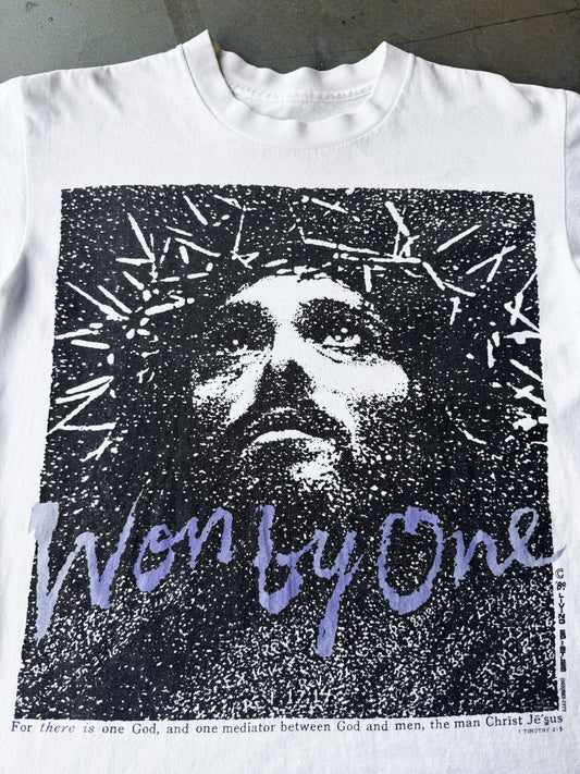 Vintage 1989 “Won By One” Jesus Tee ( Medium )