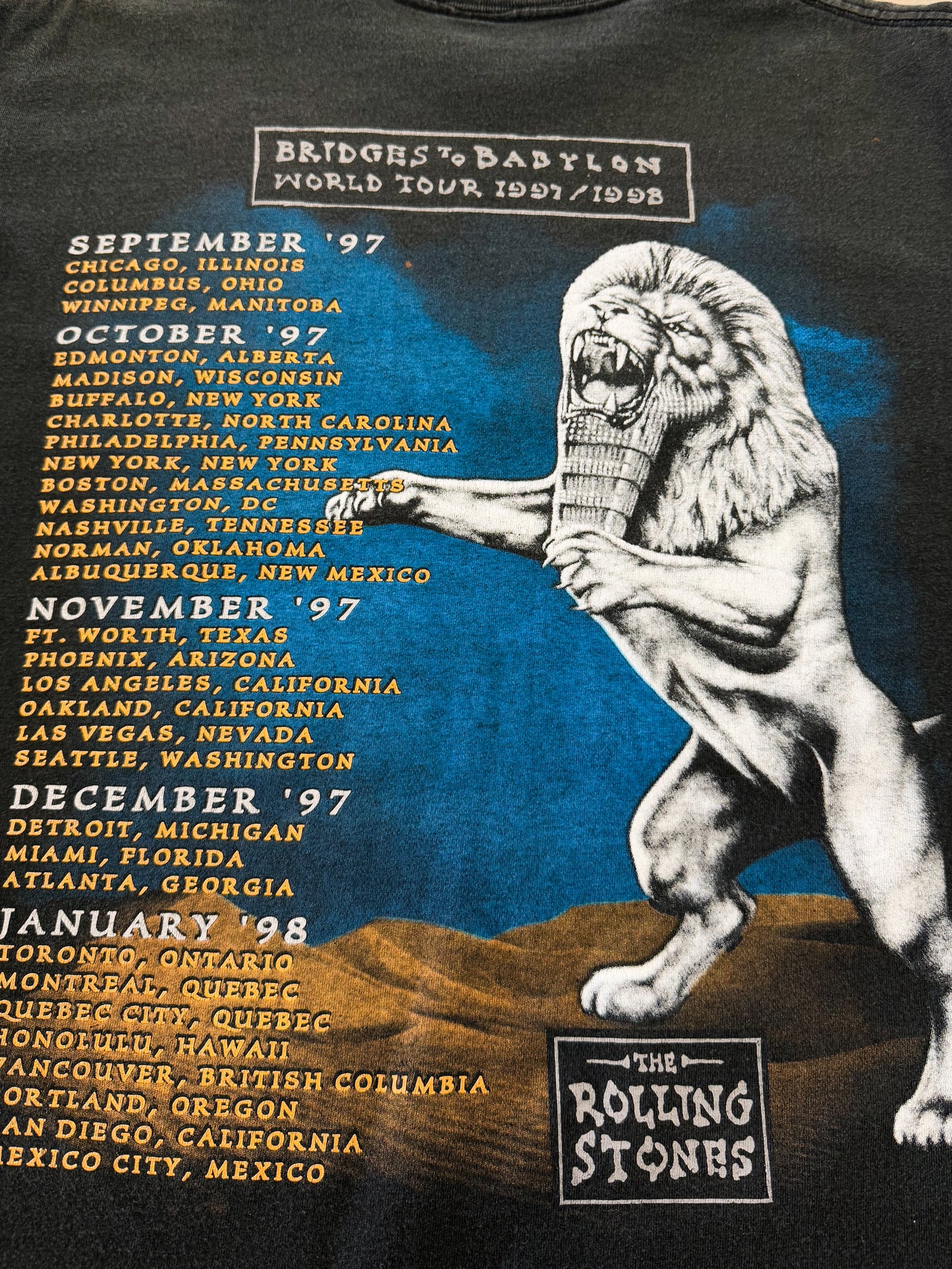 Vintage 1997 The Rolling Stones Bridges To Babylon Tee ( Large )