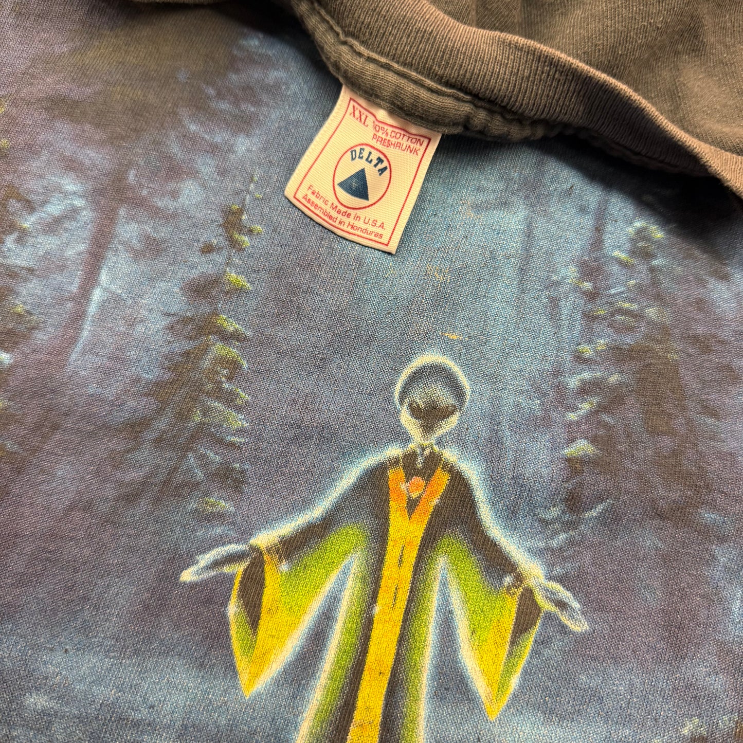 Vintage 1998 Alien UFO Faded Black Tee ( XXL )