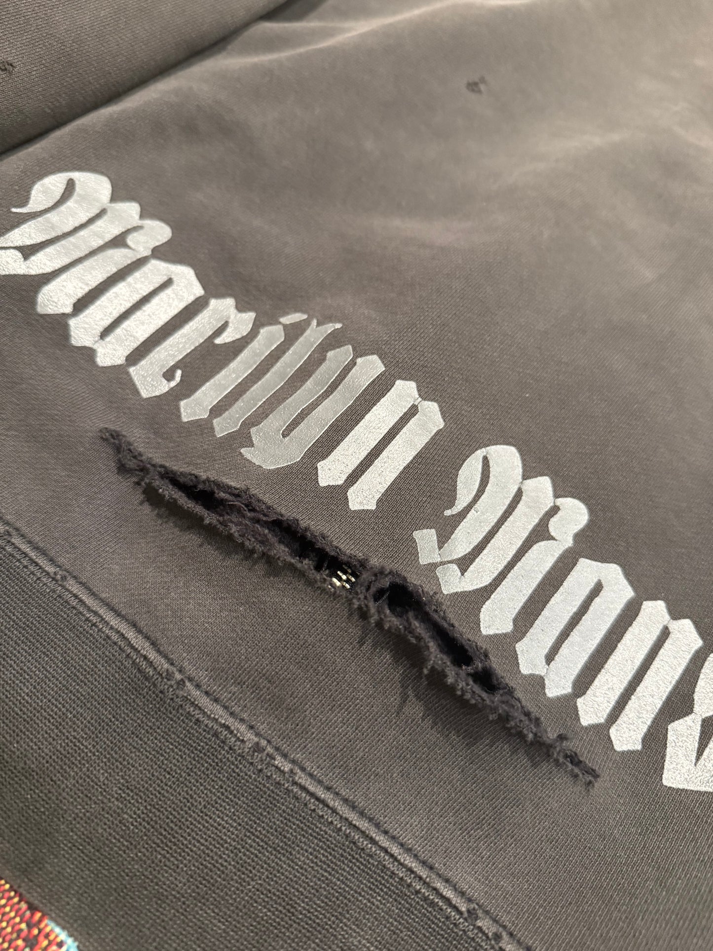 Vintage Early Y 2 K Marilyn Manson Faded Black Hoodie ( Large )