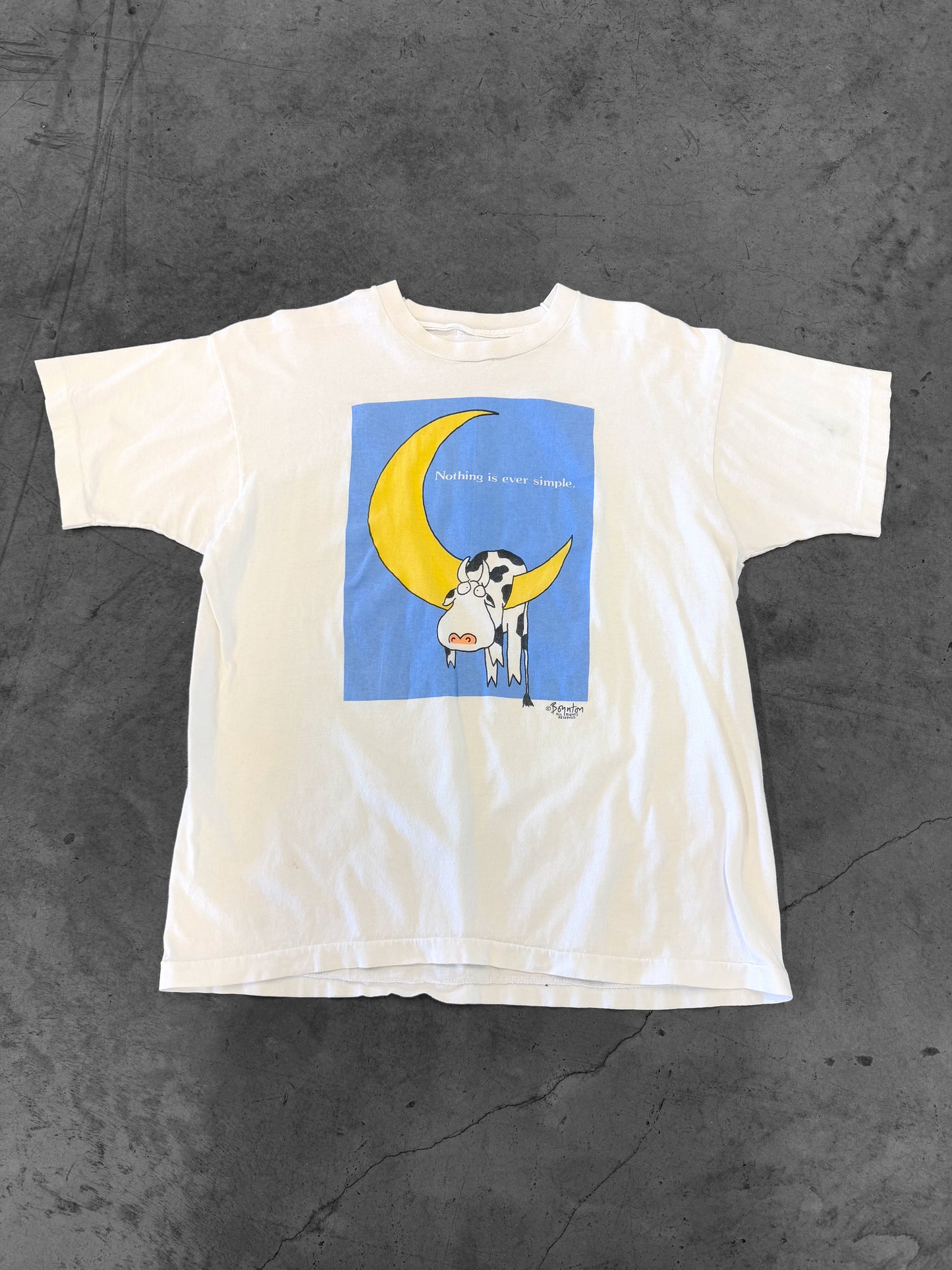 Vintage 90s Nothing Is Ever Simple Cow Art Tee ( Large )