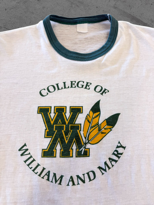 Vintage 70s College Of William & Mary Ringer Tee ( Medium )