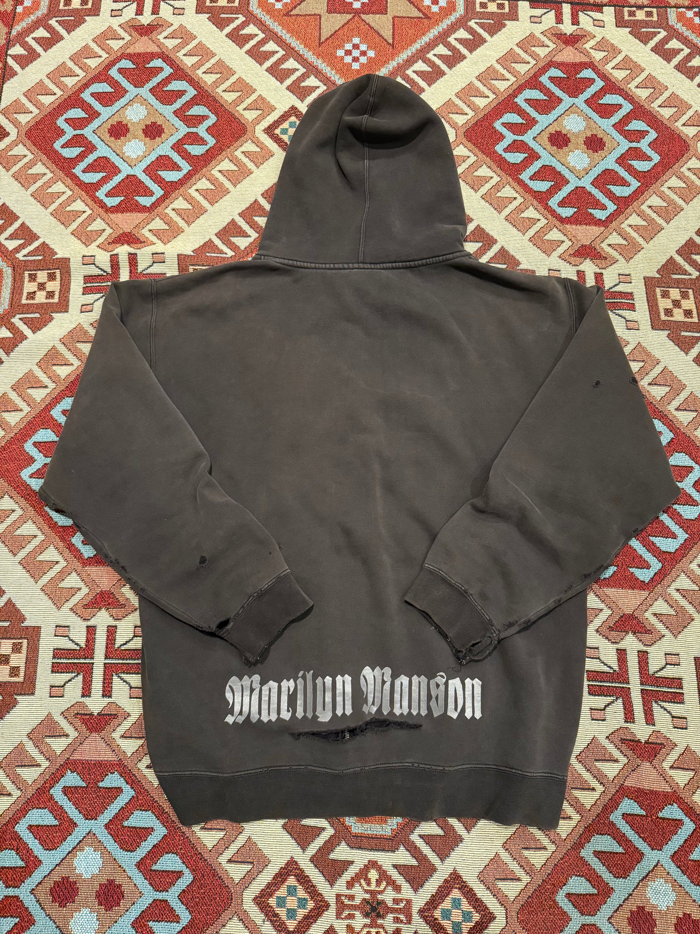 Vintage Early Y 2 K Marilyn Manson Faded Black Hoodie ( Large )