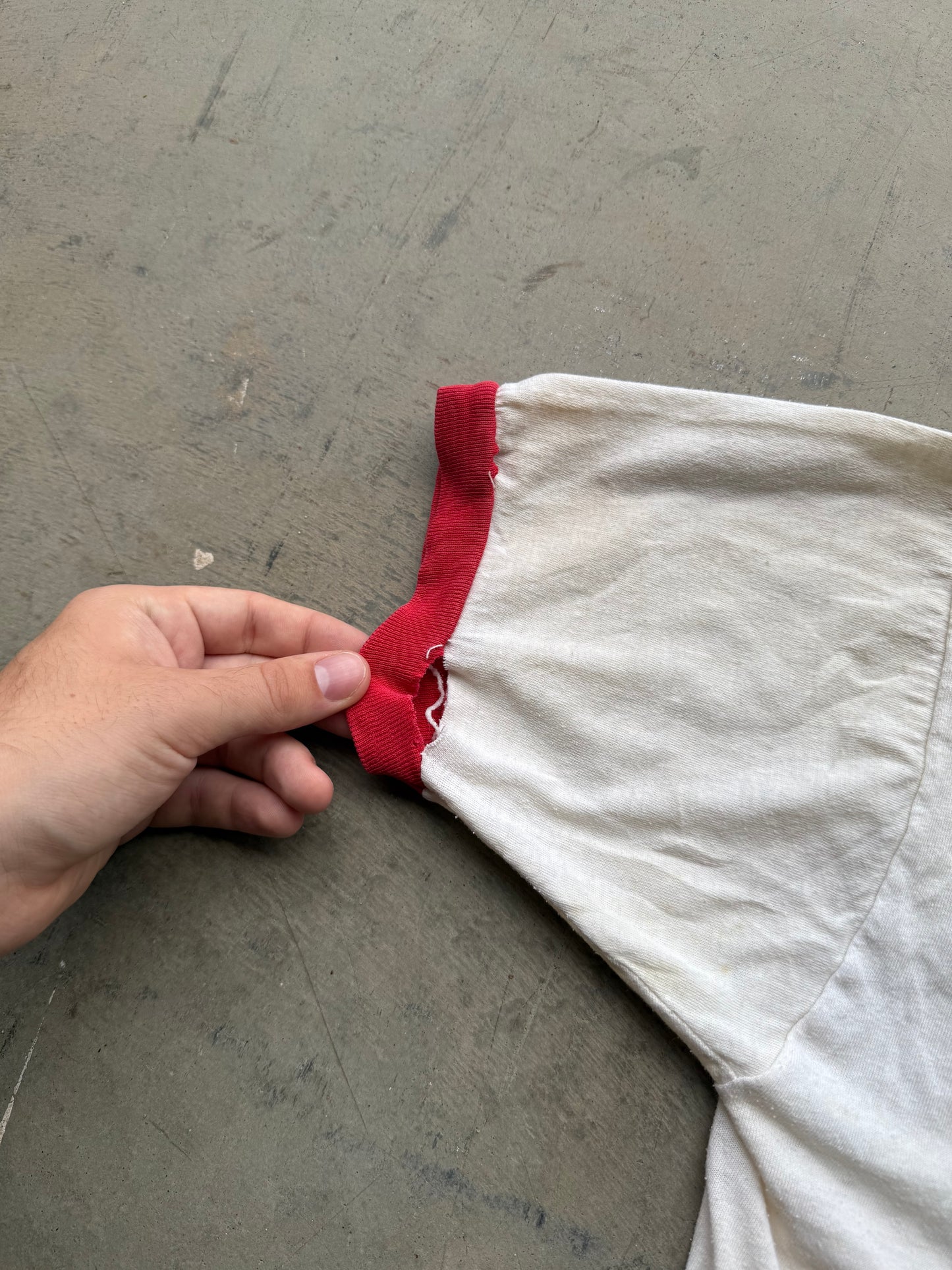 Vintage 70s Charlotte Catholic Wrestling Mascot Ringer Tee ( Medium )