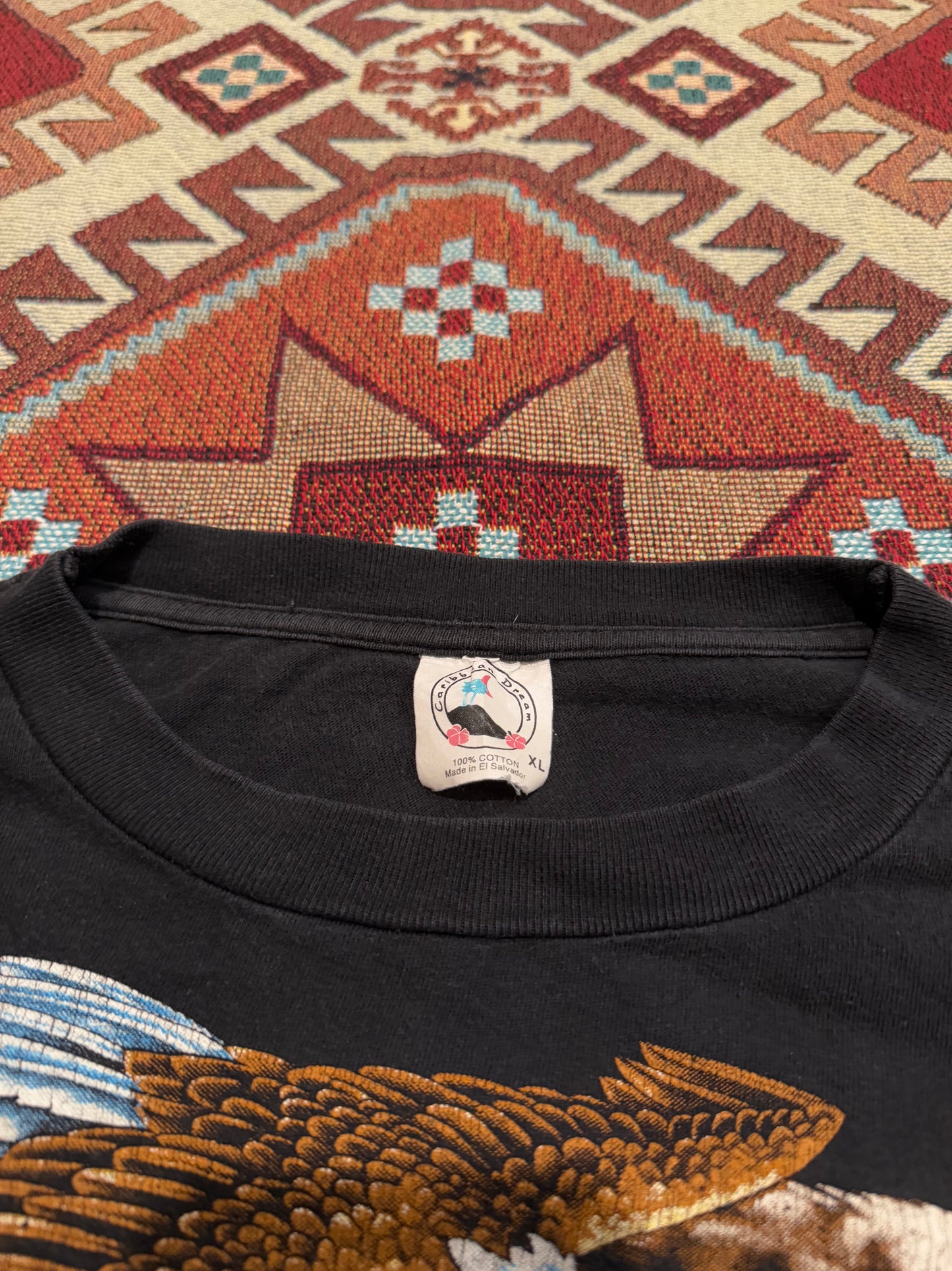 Vintage 90s American Thunder Indian Wolf AOP Tee ( XL )
