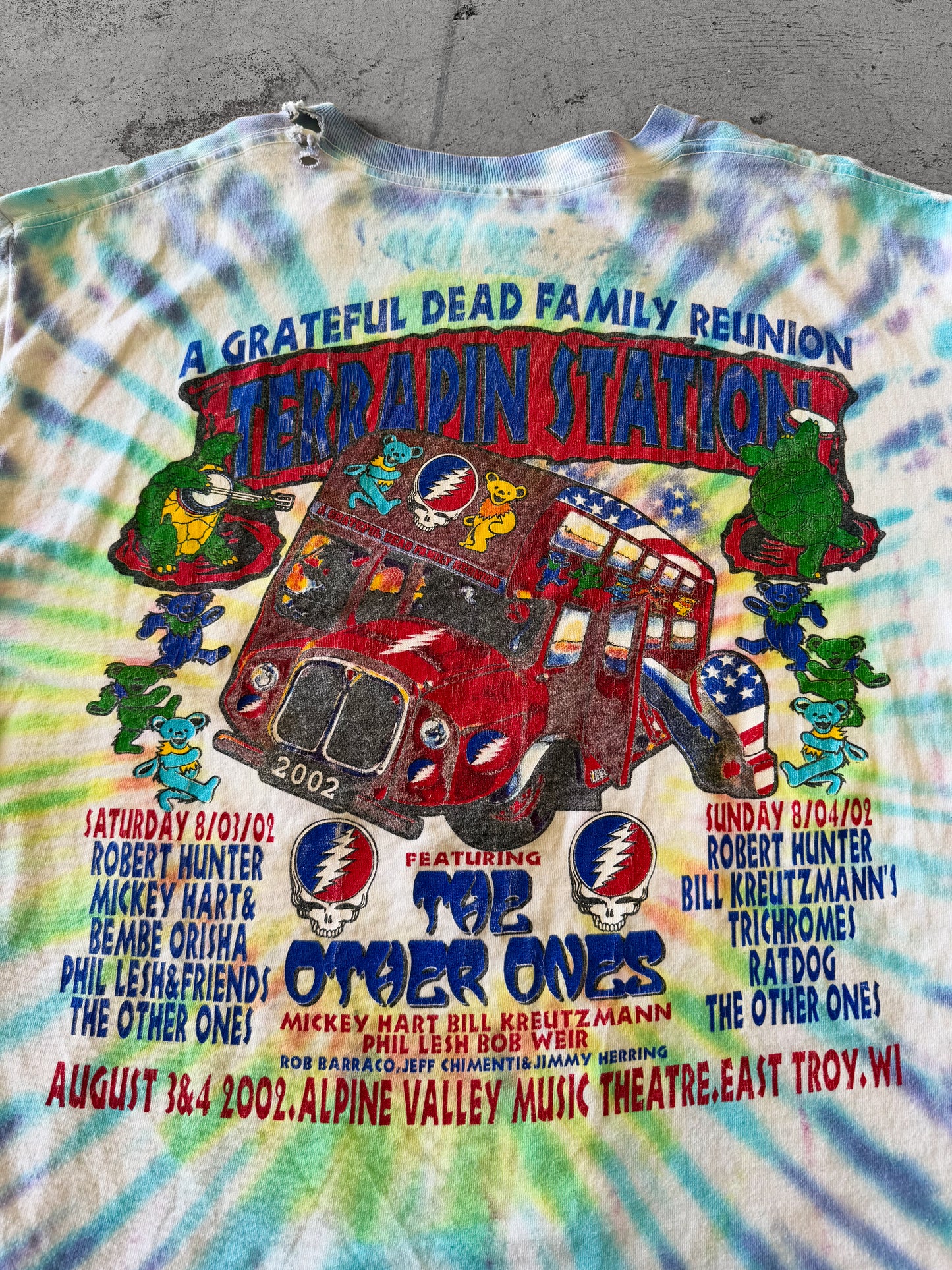 Vintage 2002 Grateful Dead Terrapin Station Family Reunion Tour Tee ( XL )