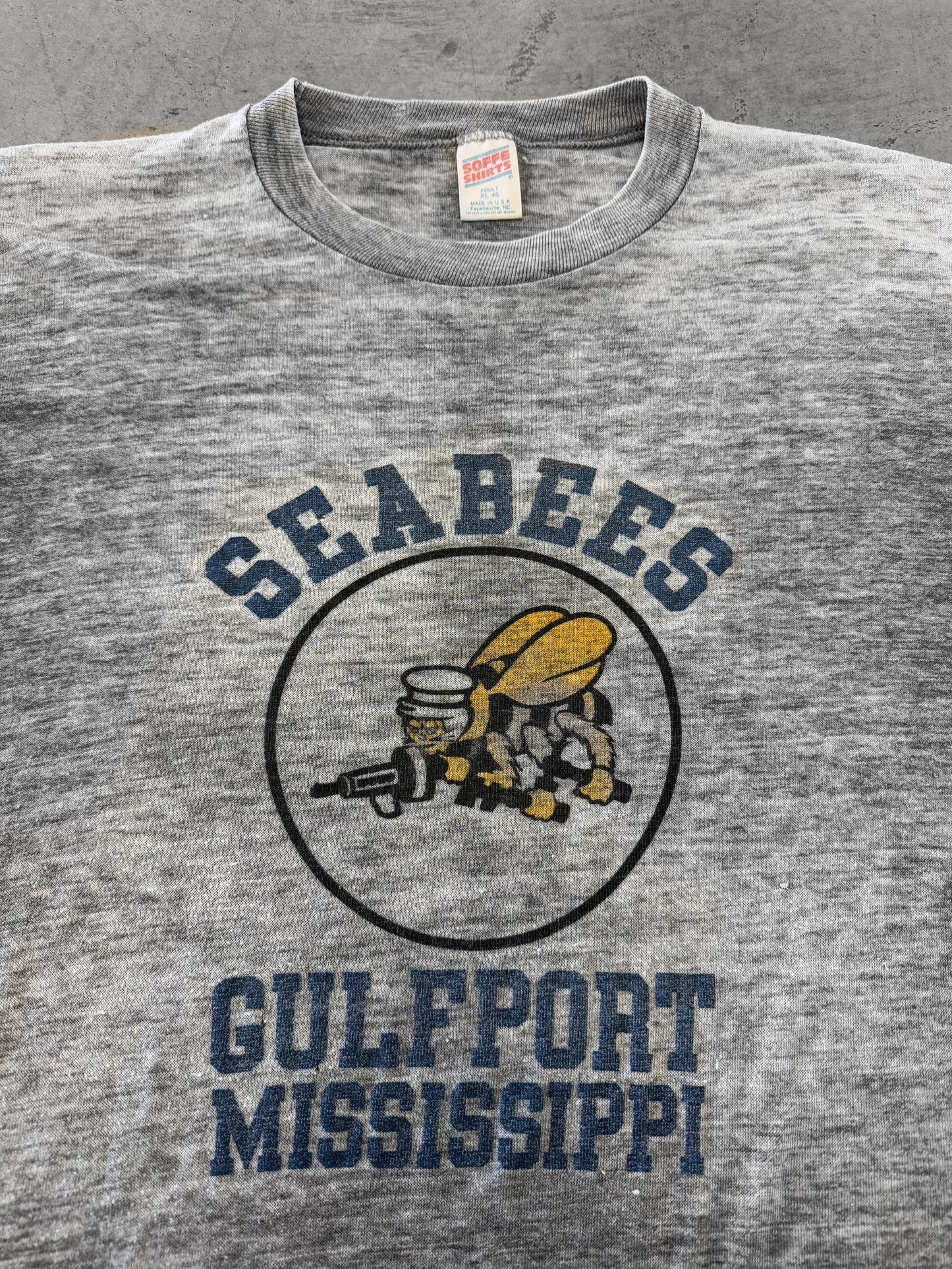 Vintage 80s Seabees Navy Gulfport Mississippi Tee ( Large )