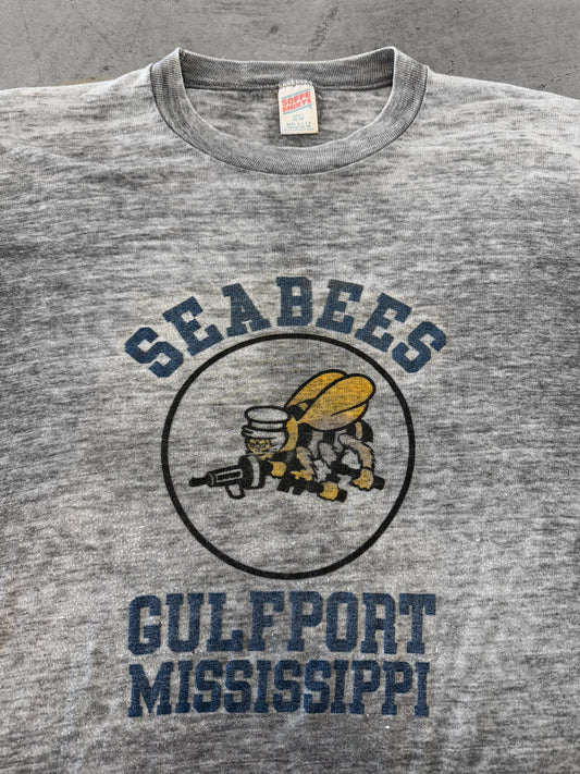 Vintage 80s Seabees Navy Gulfport Mississippi Tee ( Large )