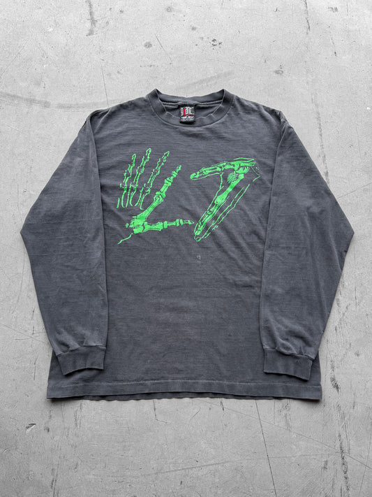 Vintage 90s L7 Long Sleeve Skeleton Hand Tee ( XL )