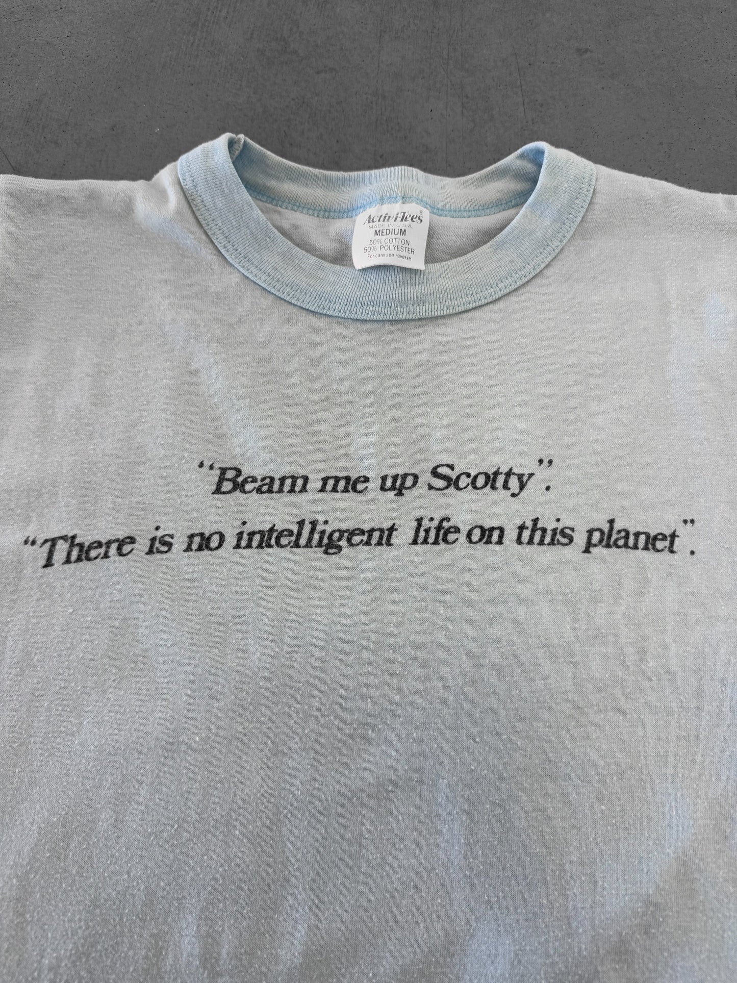Vintage 80s Beam Me Up Scotty Star Trek Parody Tee ( Small )