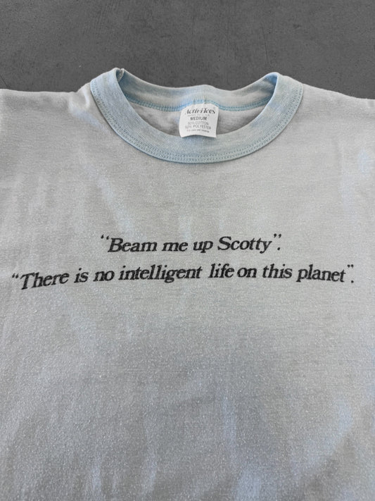 Vintage 80s Beam Me Up Scotty Star Trek Parody Tee ( Small )