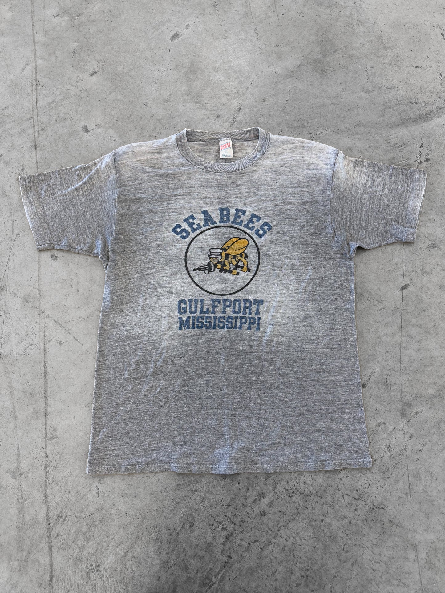 Vintage 80s Seabees Navy Gulfport Mississippi Tee ( Large )