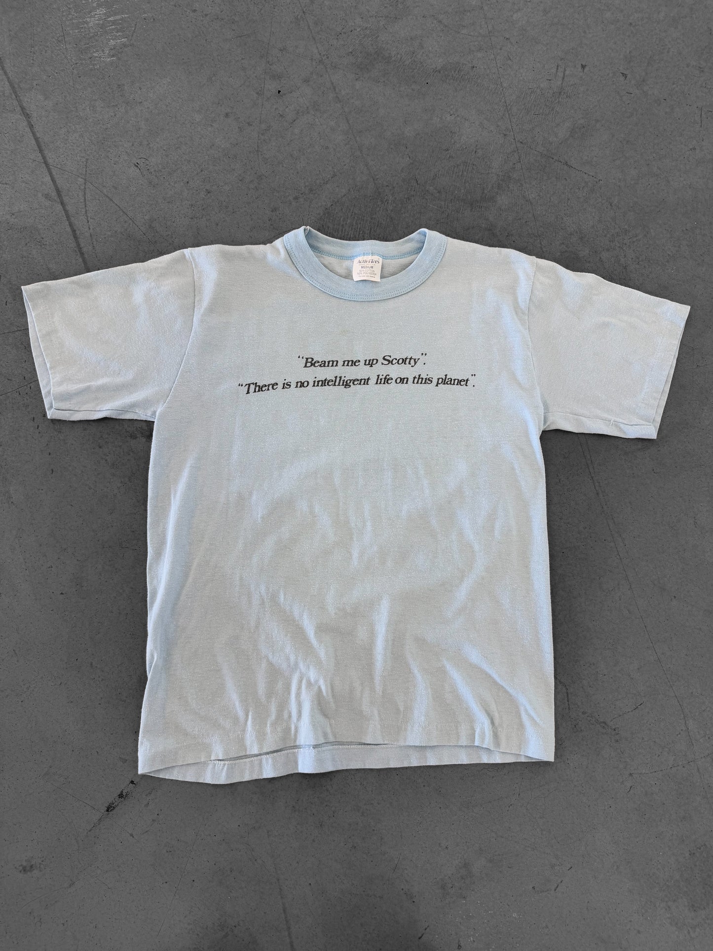 Vintage 80s Beam Me Up Scotty Star Trek Parody Tee ( Small )