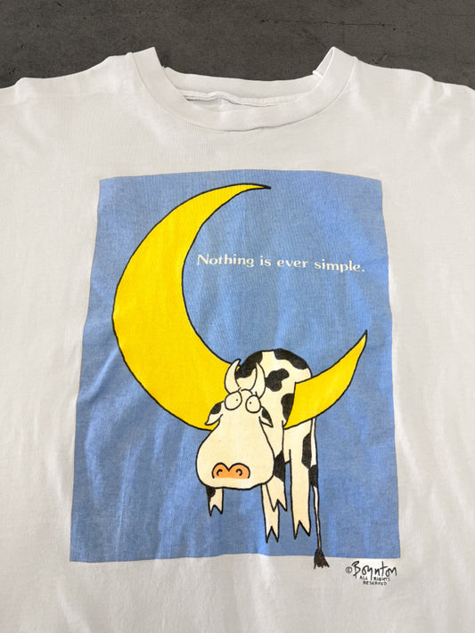 Vintage 90s Nothing Is Ever Simple Cow Art Tee ( Large )