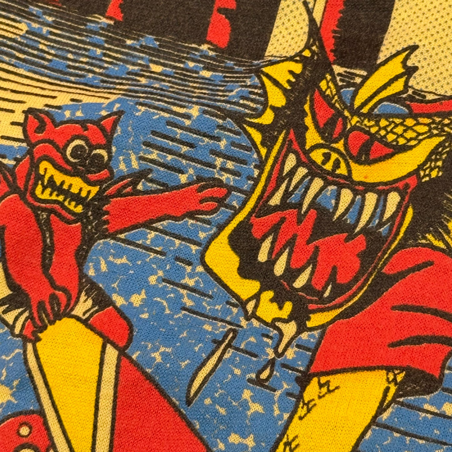 Vintage 90s Monster Skateboarding Yellow Tee ( Large )