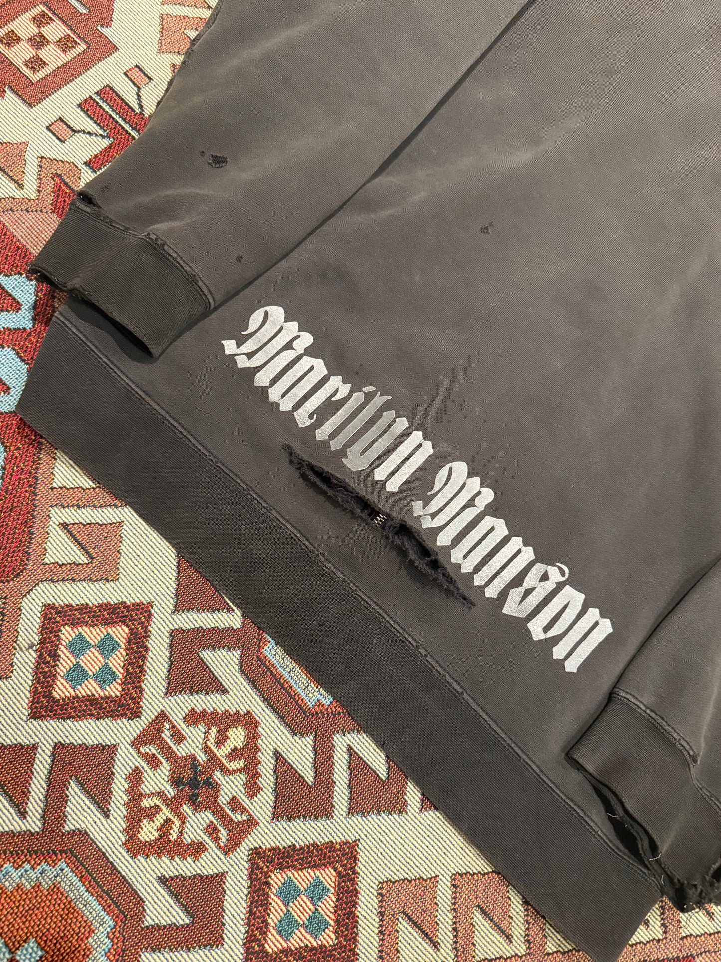 Vintage Early Y 2 K Marilyn Manson Faded Black Hoodie ( Large )