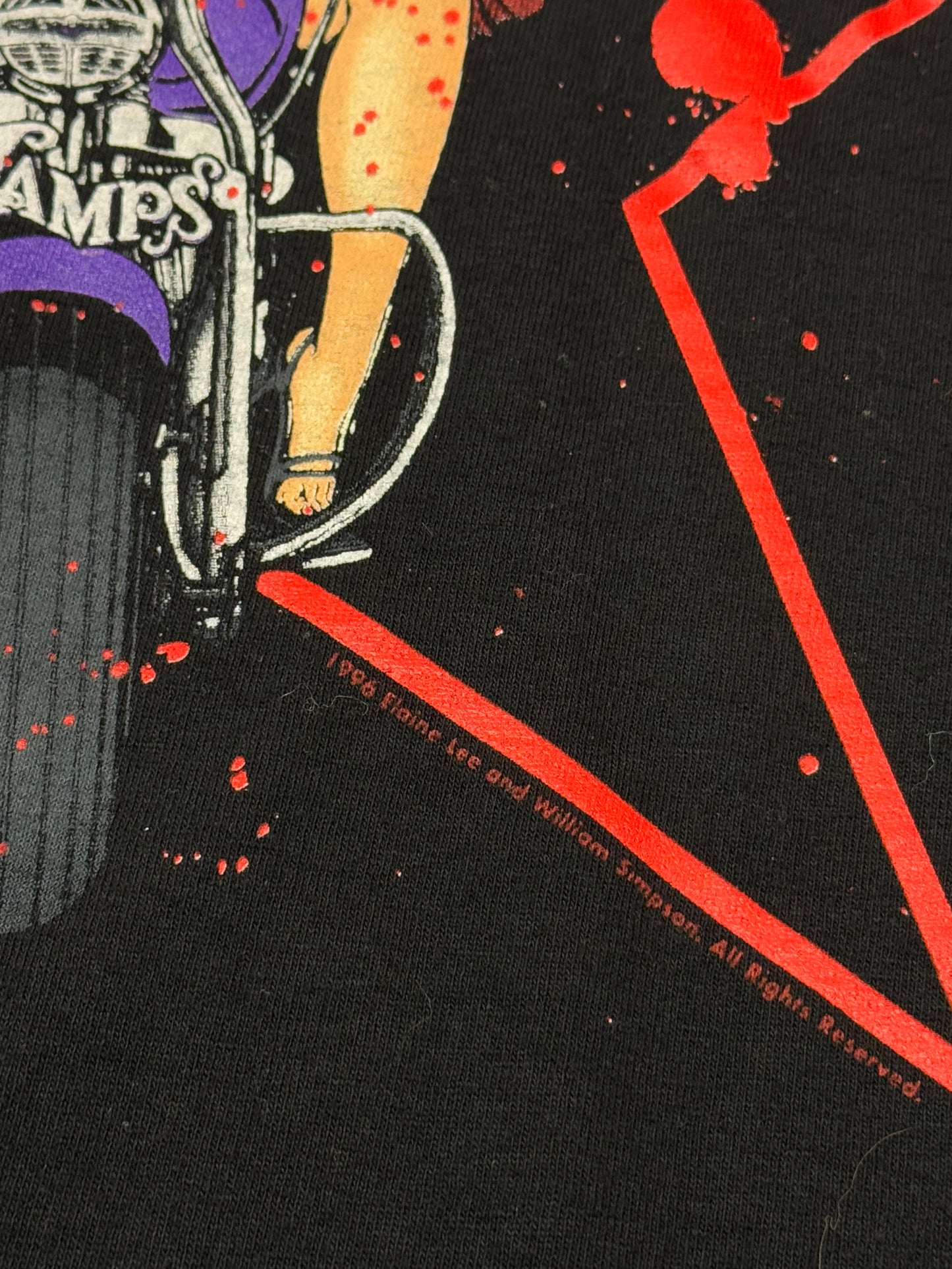 Vintage 90s Liquid Blue “Vamps” Motorcycle Lady Tee ( XL )
