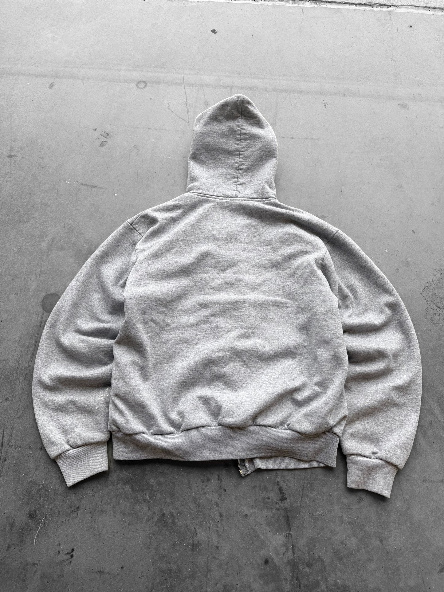 Vintage 1990s Grey Thermal Carhartt Zip Up Hoodie *MISSING ZIPPER * ( Medium )